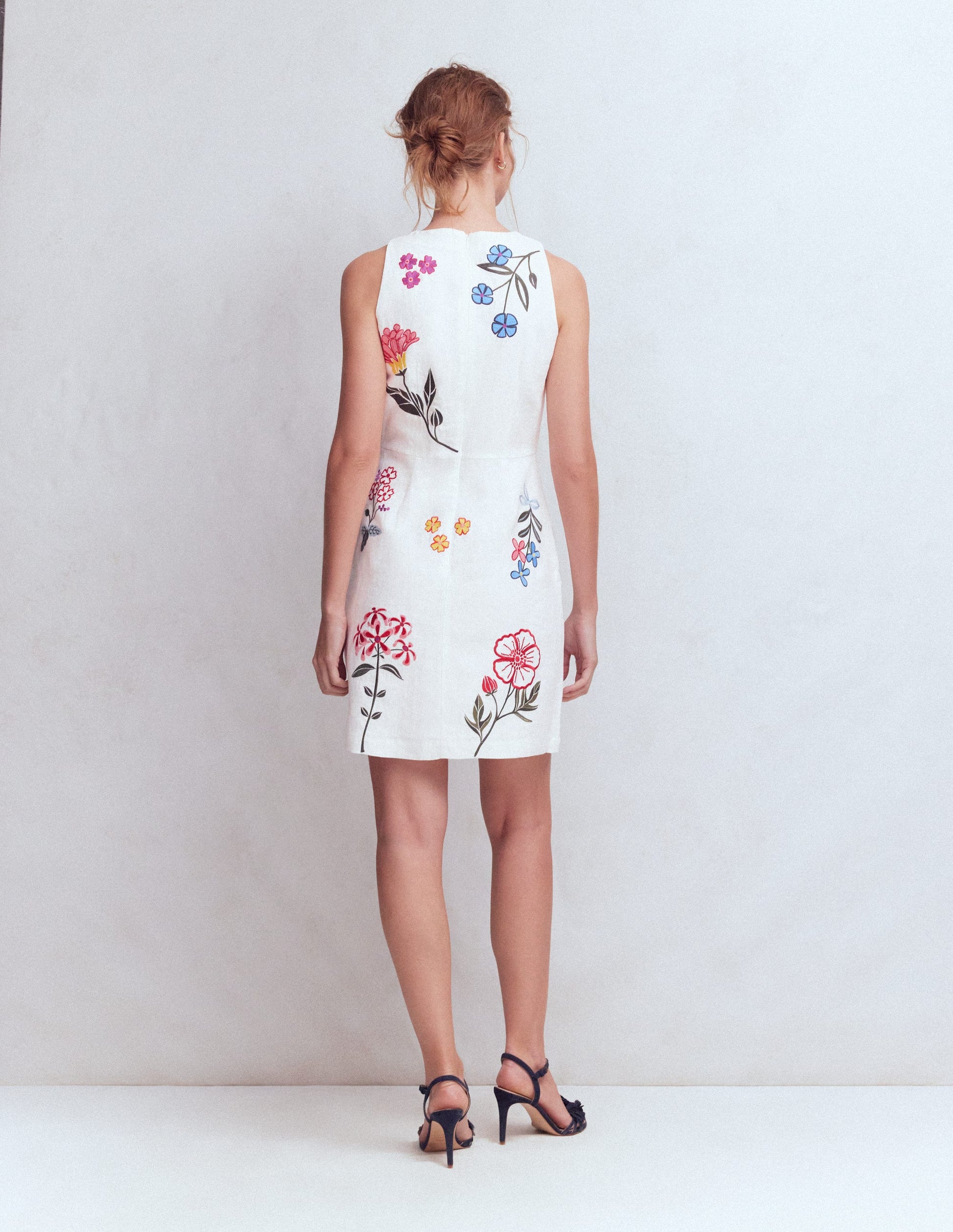 Occasion Short Linen Dress-White Embroidery-9