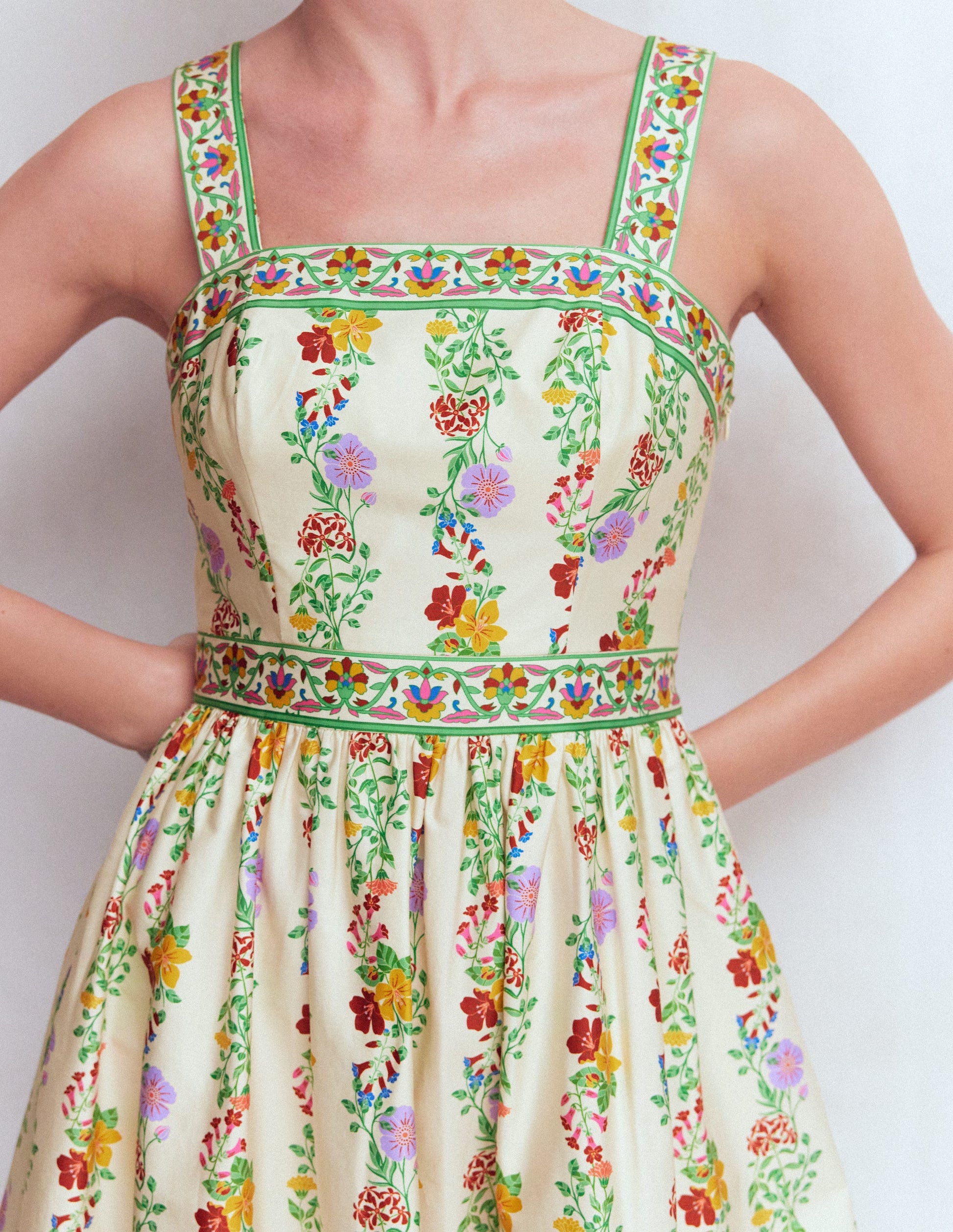 Square Neck Occasion Dress-Ivory, Blossom Trail-2