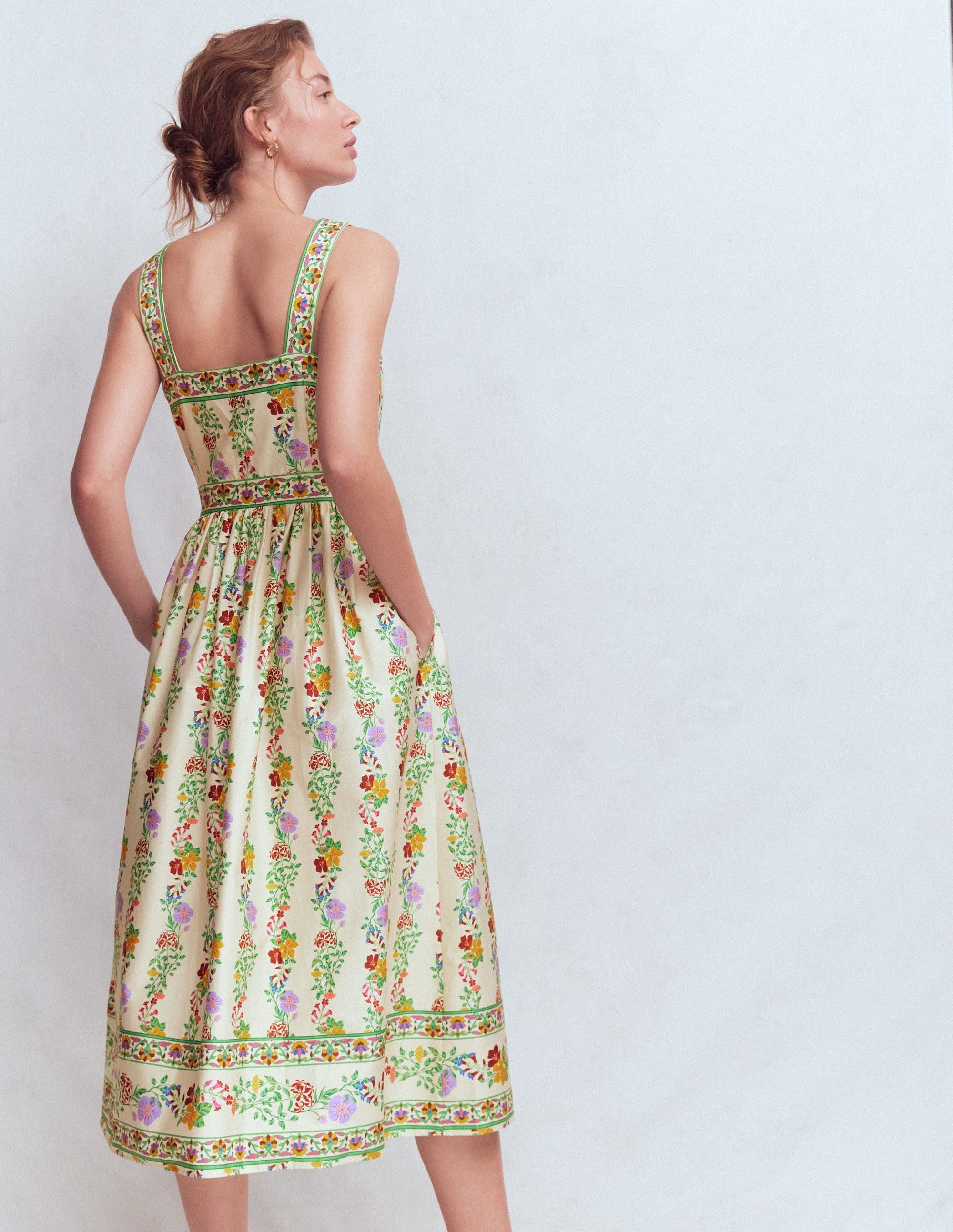 Square Neck Occasion Dress-Ivory, Blossom Trail - Image 3
