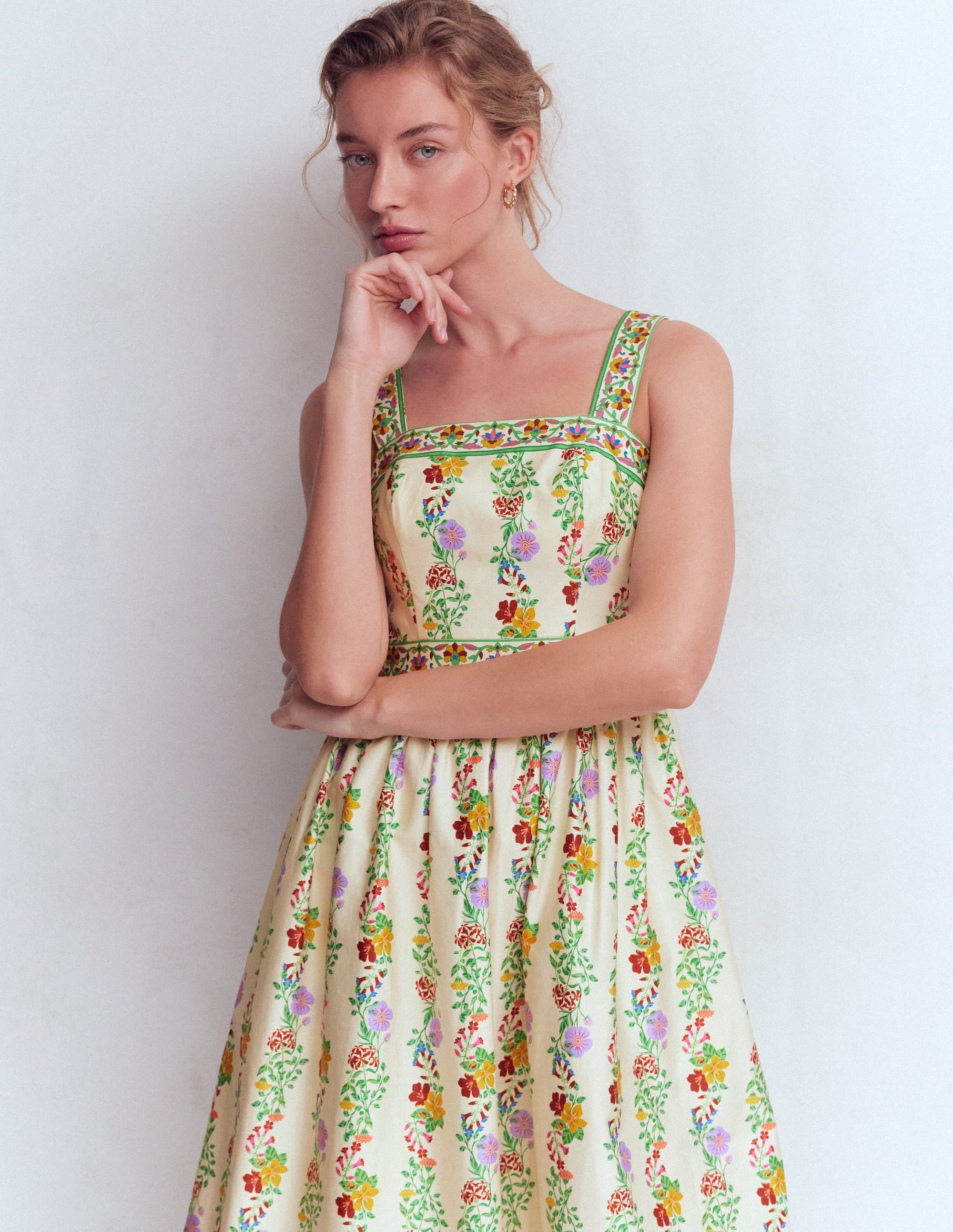 Square Neck Occasion Dress-Ivory, Blossom Trail - Image 4