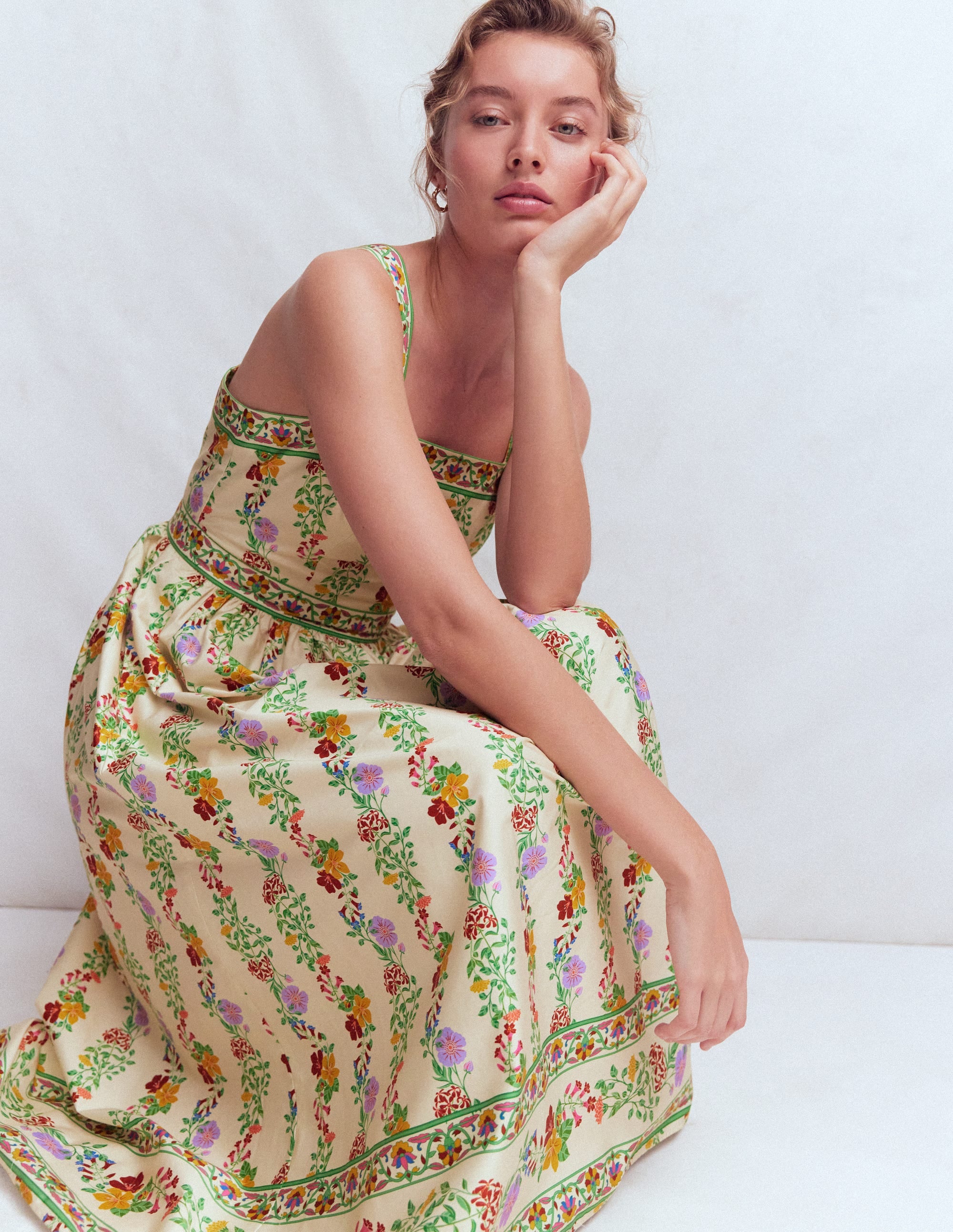 Square Neck Occasion Dress-Ivory, Blossom Trail - Image 6