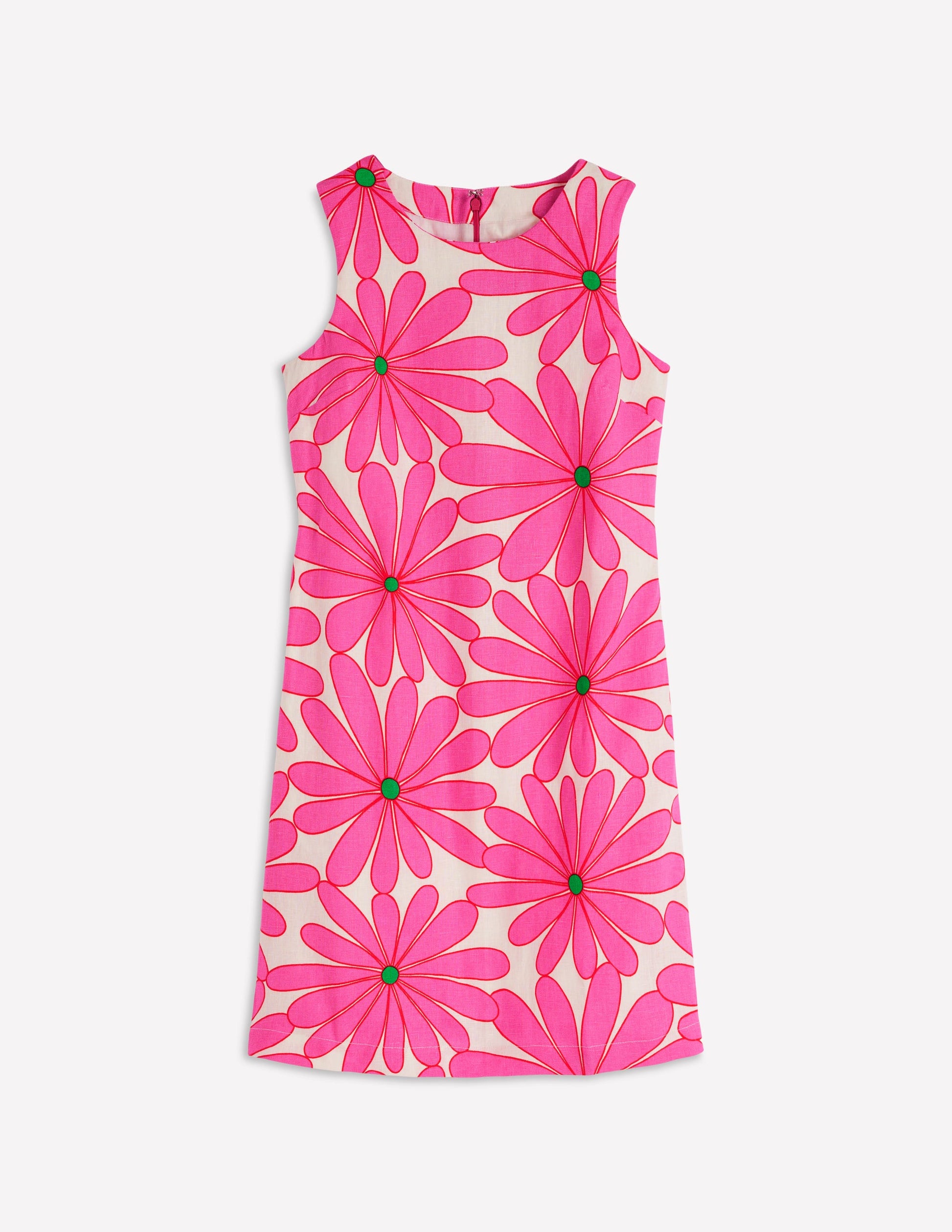 Linen Shift Dress-Pink, Daisy Blossom-7