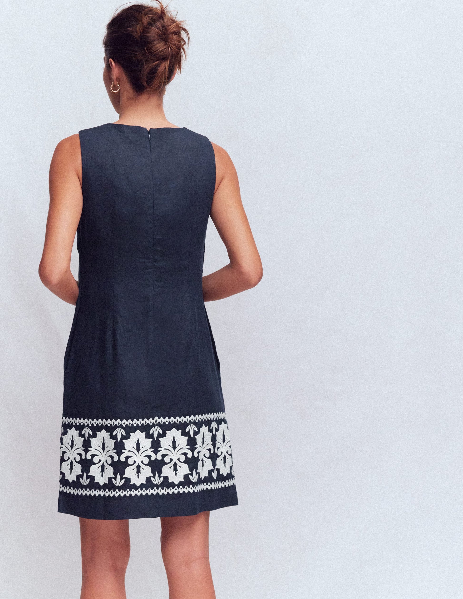 Linen Shift Dress-Navy Embrodiery | Boden UK Linen Shift Dress-Navy Embrodiery | Boden UK