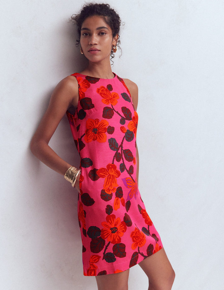 Classic Shift Dress-Pink Elaborate Blossom
