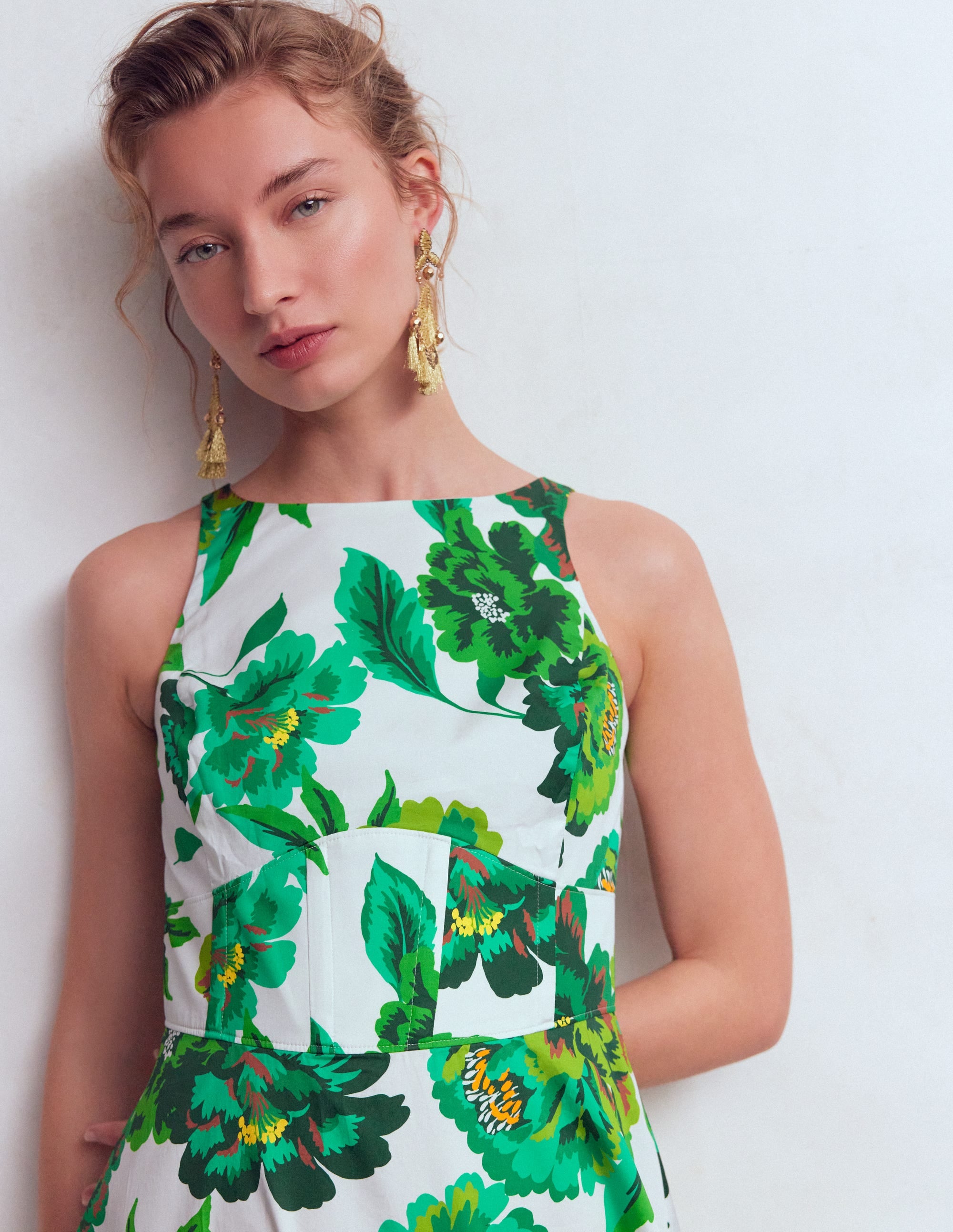 Silvia Boned Bodice Maxi Dress-Green Opulent Blossom - Image 2
