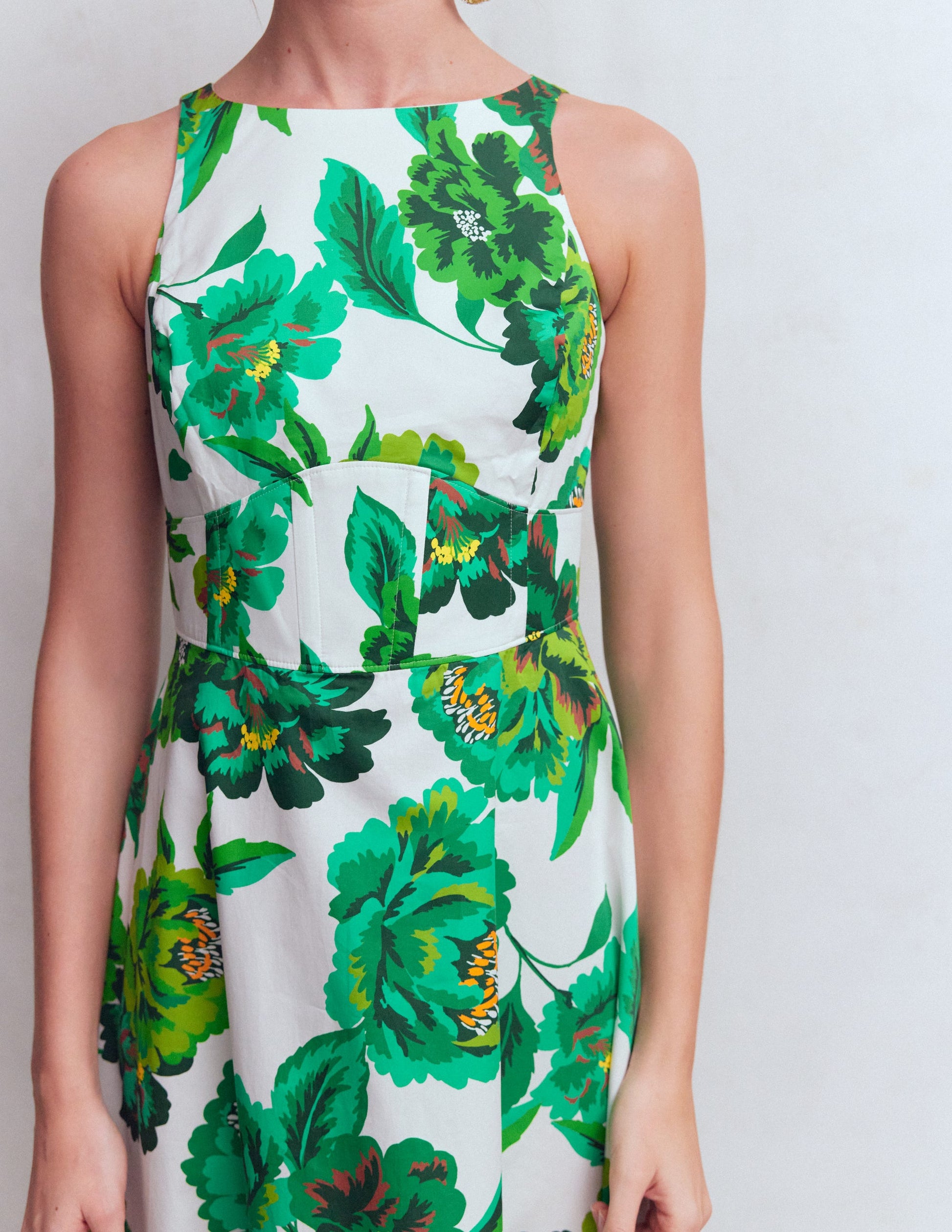 Silvia Boned Bodice Maxi Dress-Green Opulent Blossom-5