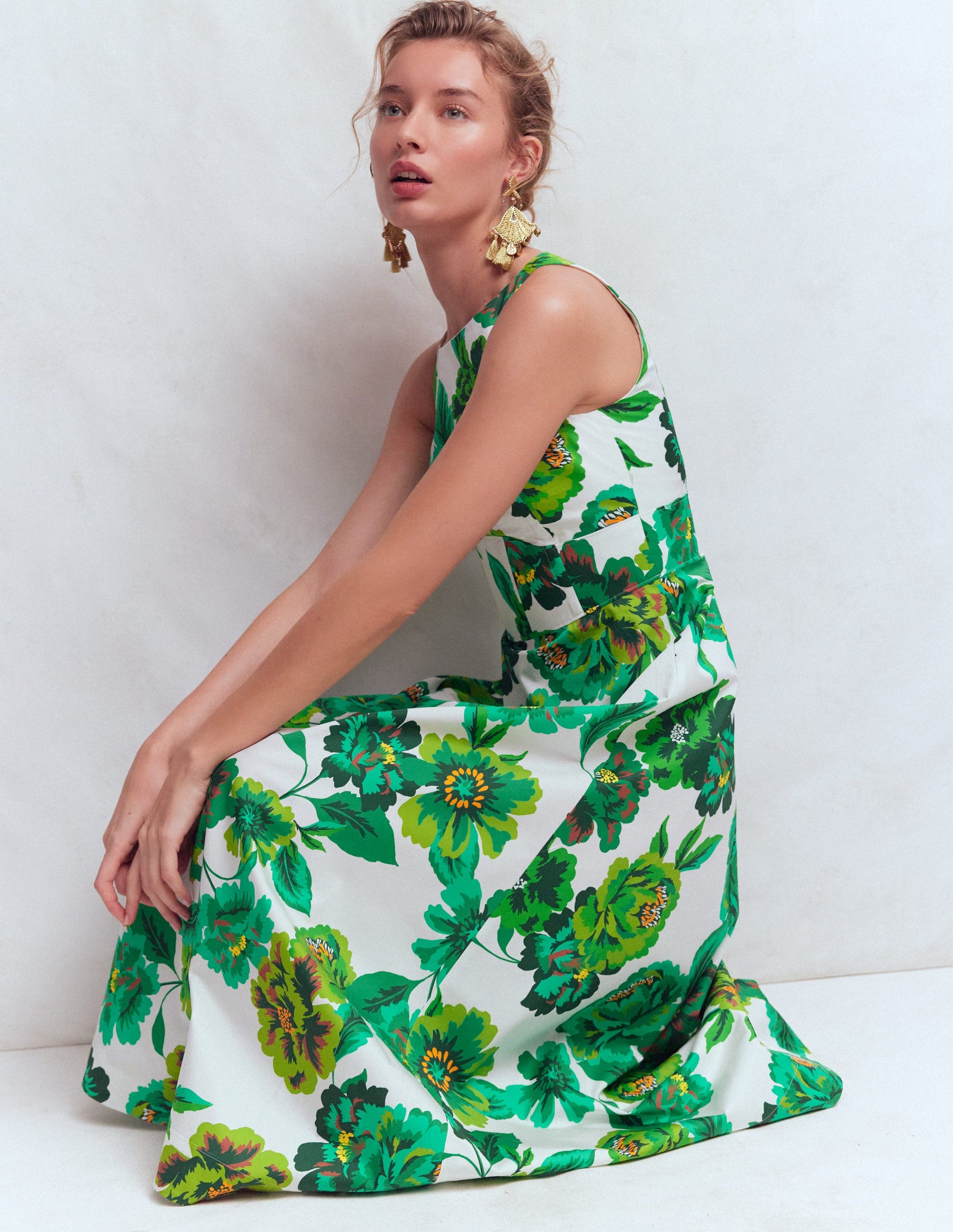 Silvia Boned Bodice Maxi Dress-Green Opulent Blossom-6