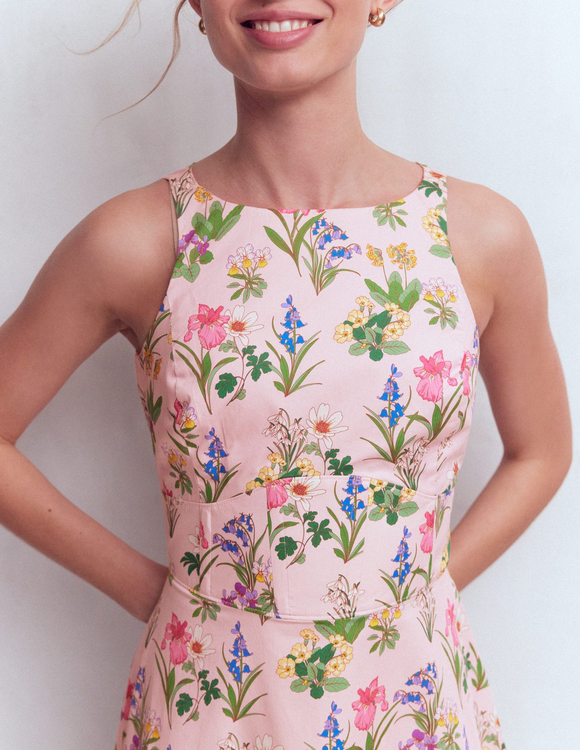 Silvia Boned Bodice Maxi Dress-French Pink, Delicate Blossom-3