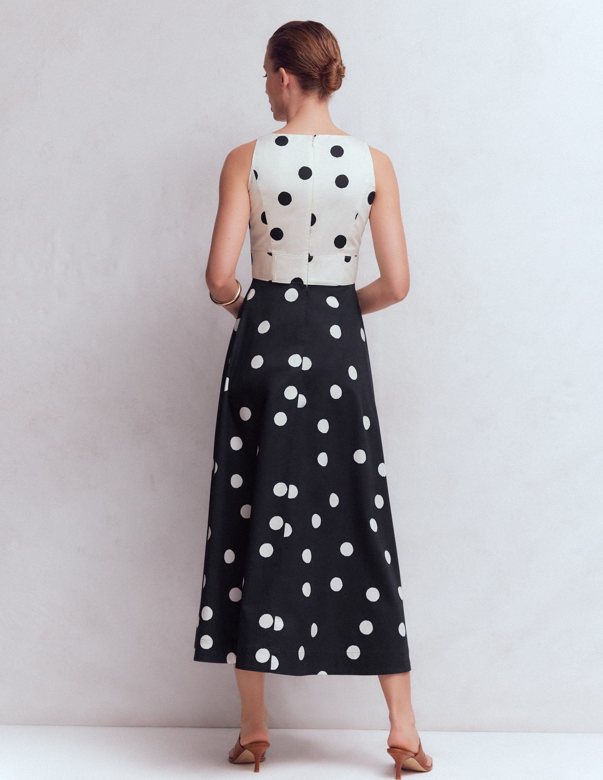 Silvia Boned Bodice Maxi Dress-French Navy Painted Spaced Dot-3