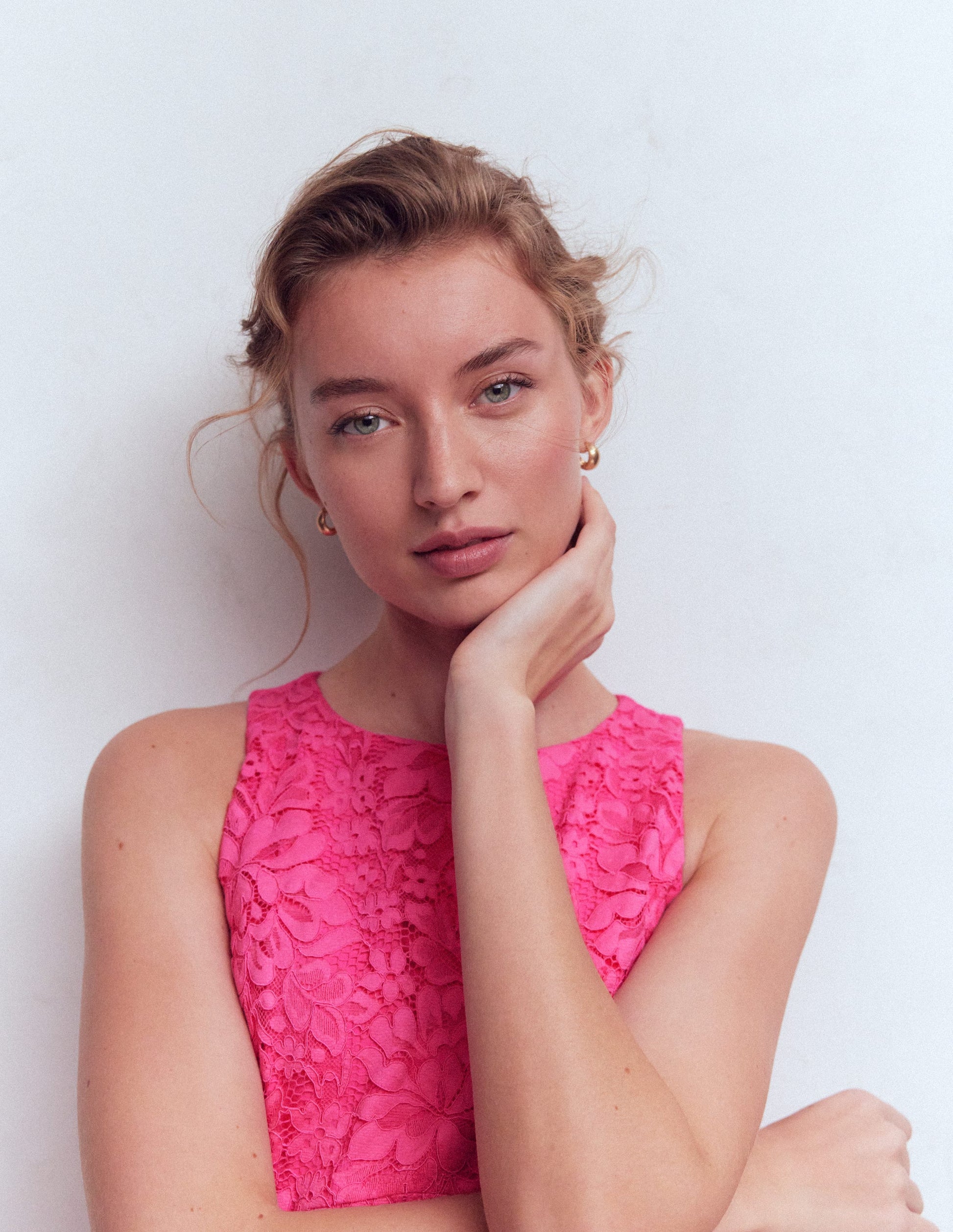 Silvia Boned Bodice Maxi Dress-Pink Punch Lace-2