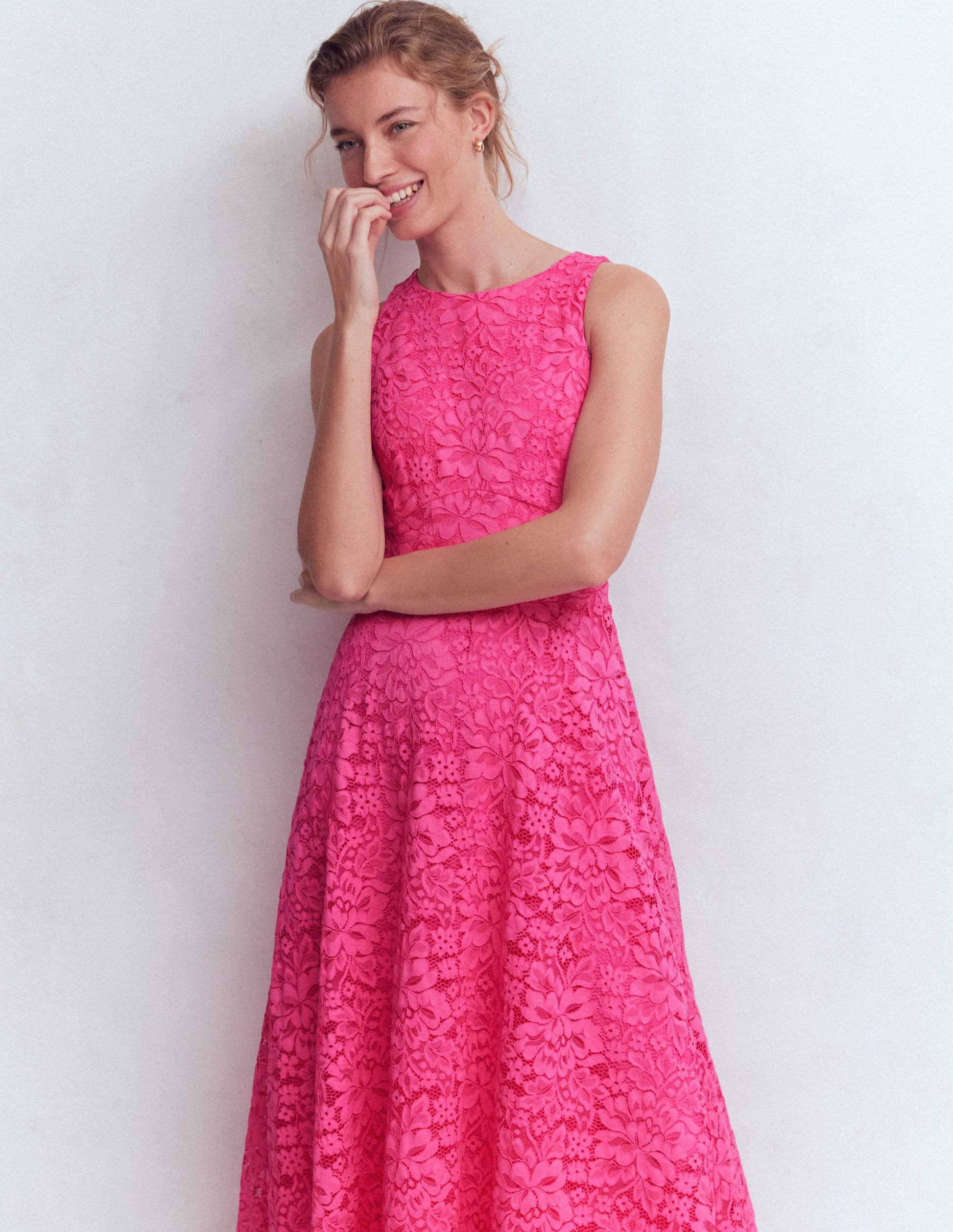 Silvia Boned Bodice Maxi Dress-Pink Punch Lace-4