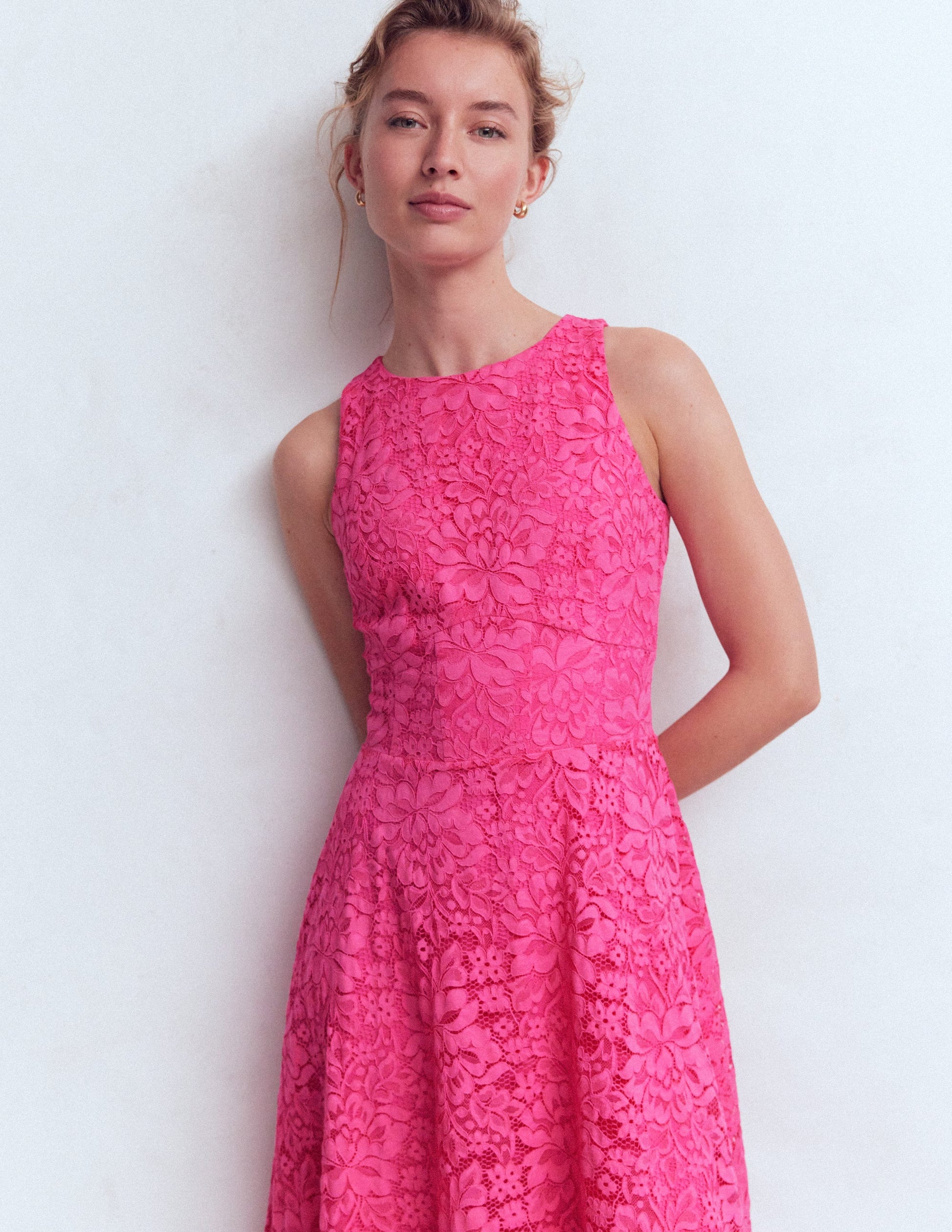 Silvia Boned Bodice Maxi Dress-Pink Punch Lace-5