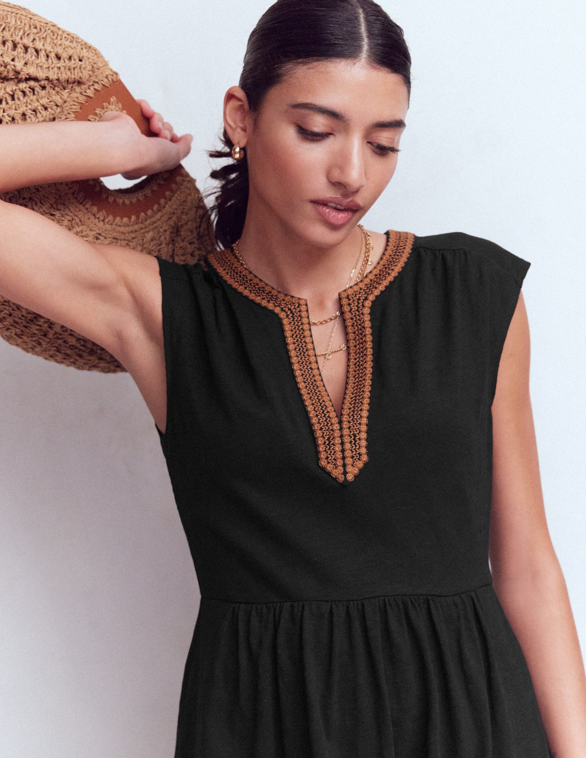 boden embroidered jersey midi dress Boden Women's Embroidered Jersey Shirt Dress in Green