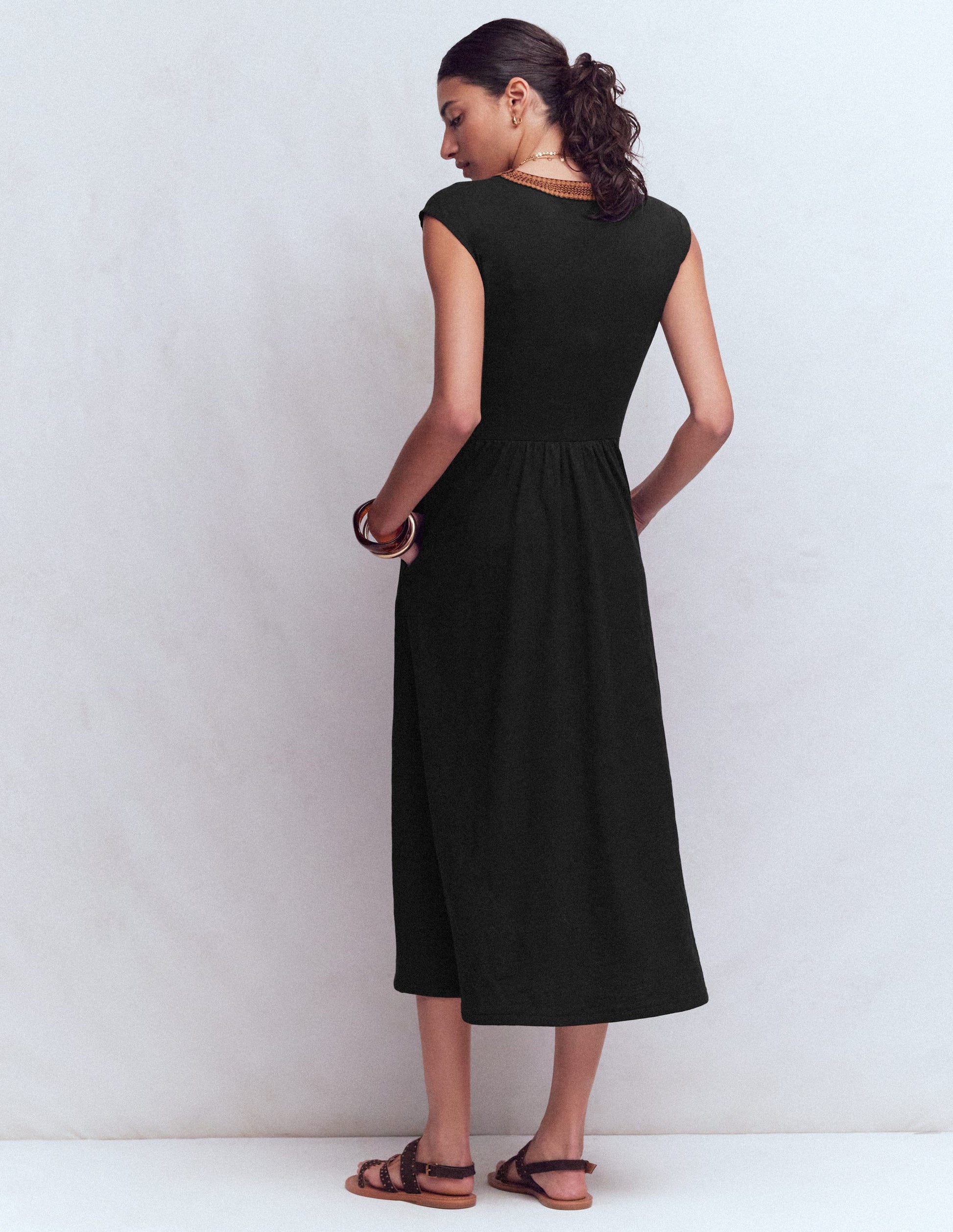 May Jersey Midi Dress-Black-3