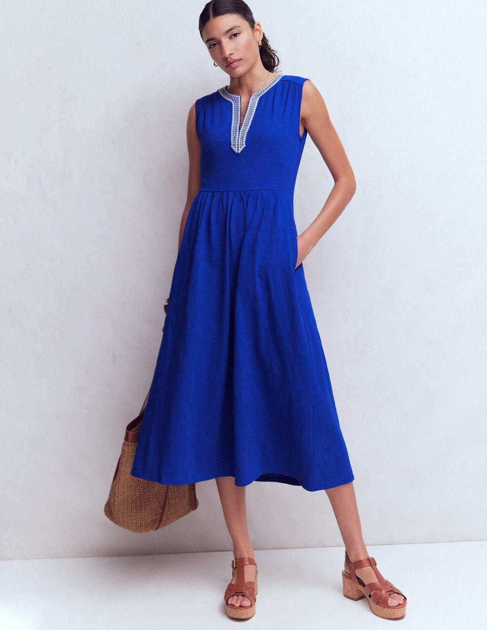 May Jersey Midi Dress - Bright Blue | Boden UK