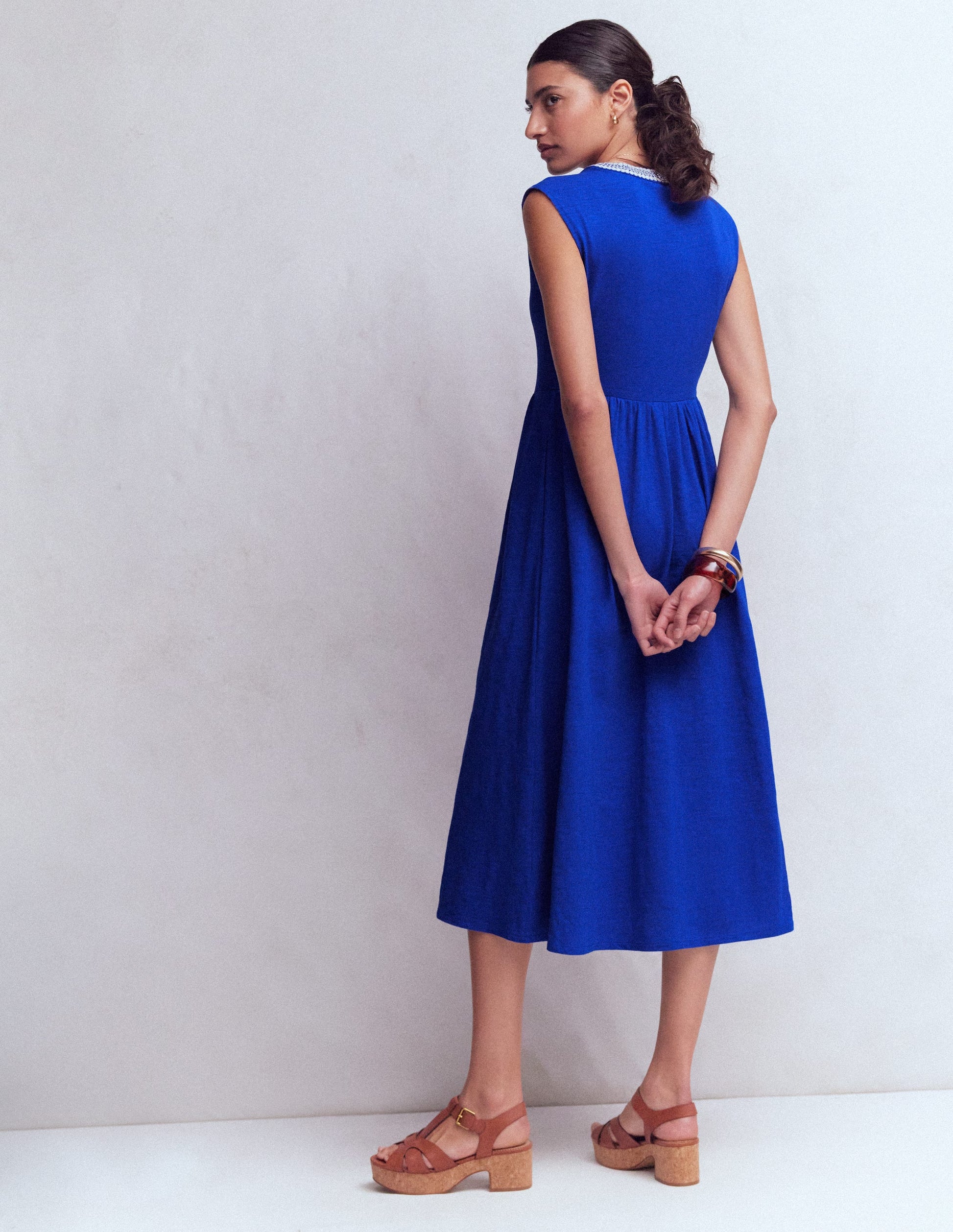 May Jersey Midi Dress-Bright Blue-3