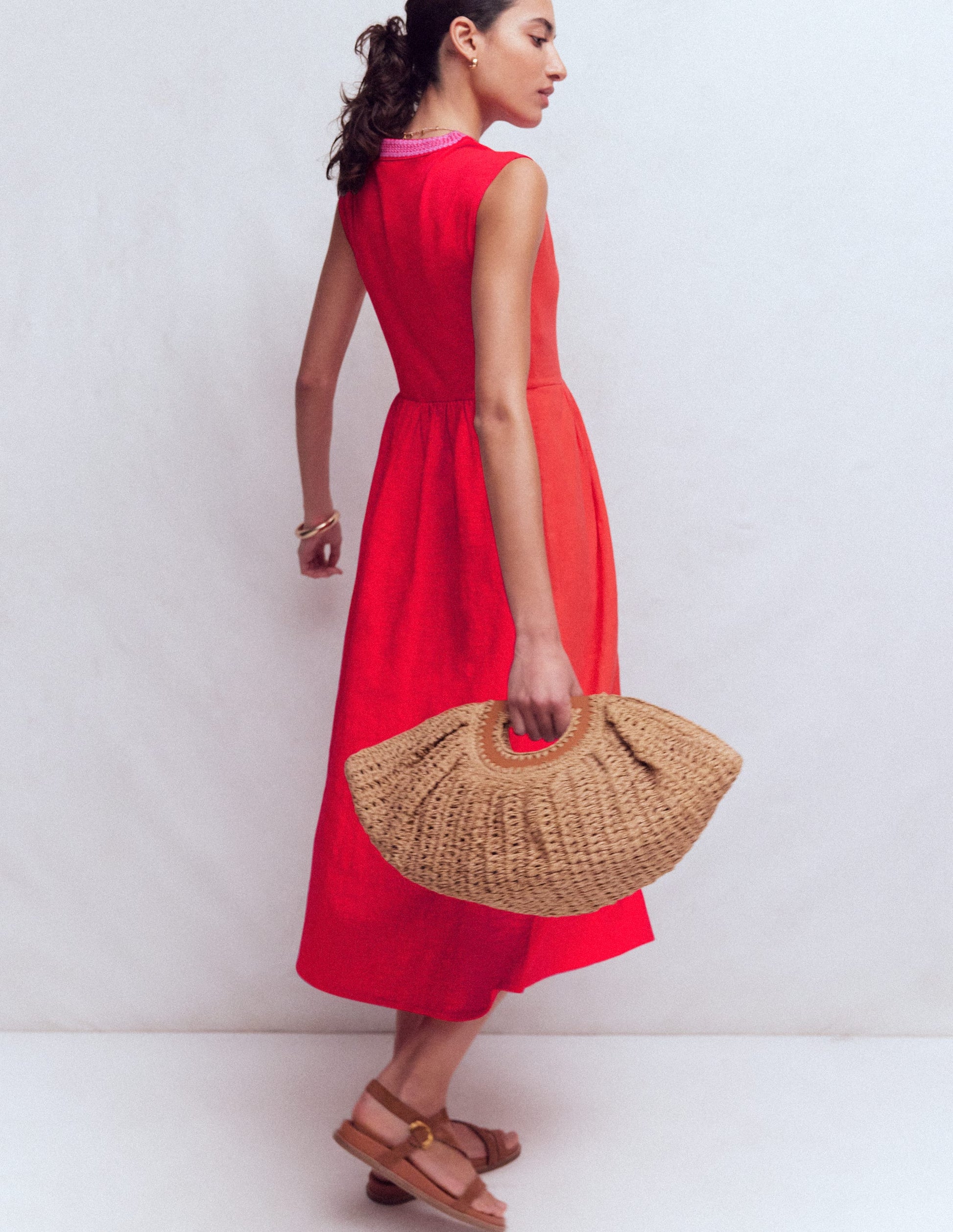 May Jersey Midi Dress-Poppy Red-3