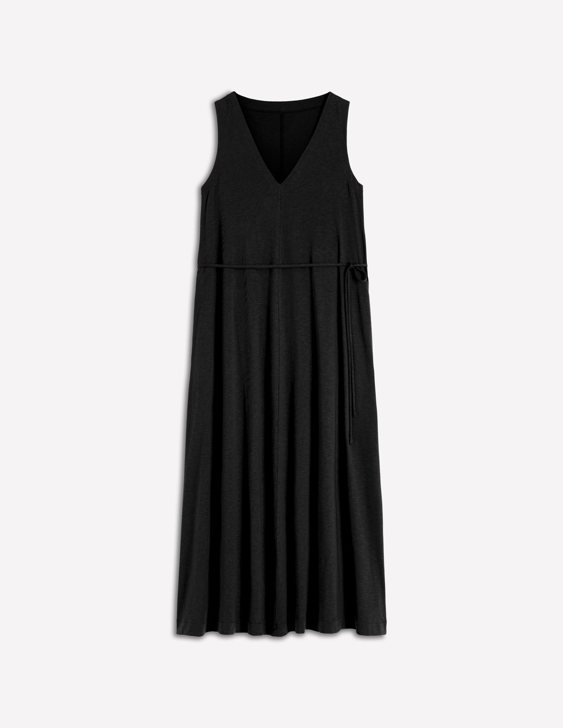 Mia V-neck Jersey Midi Dress-Black-5