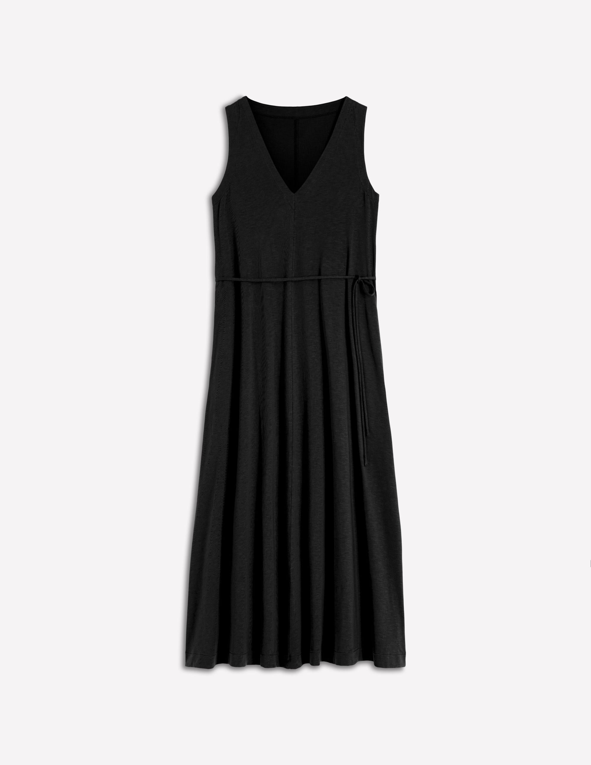 Mia V-neck Jersey Midi Dress-Black - Image 5