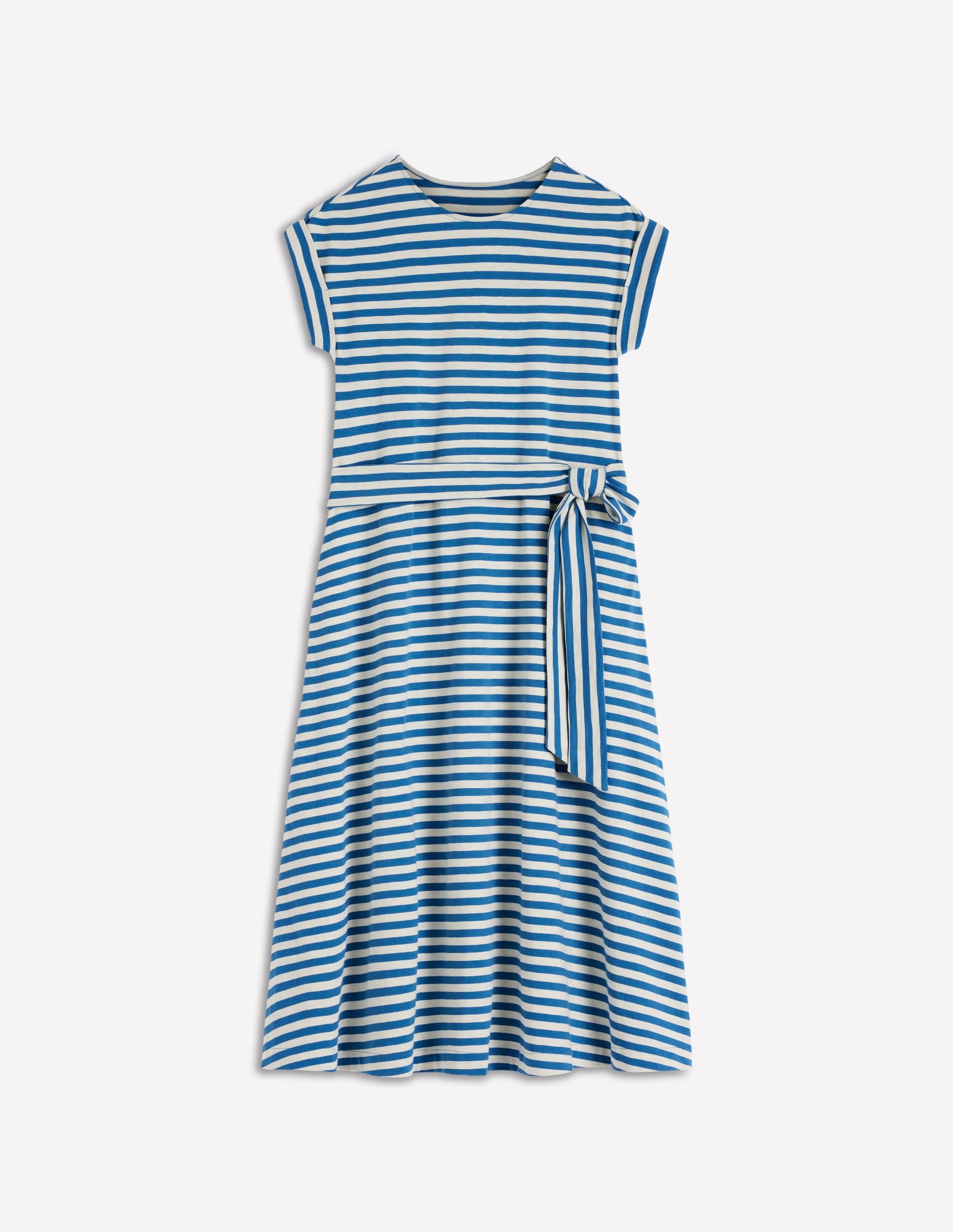 Eve Jersey Midi Dress - Blue and Ivory Stripe