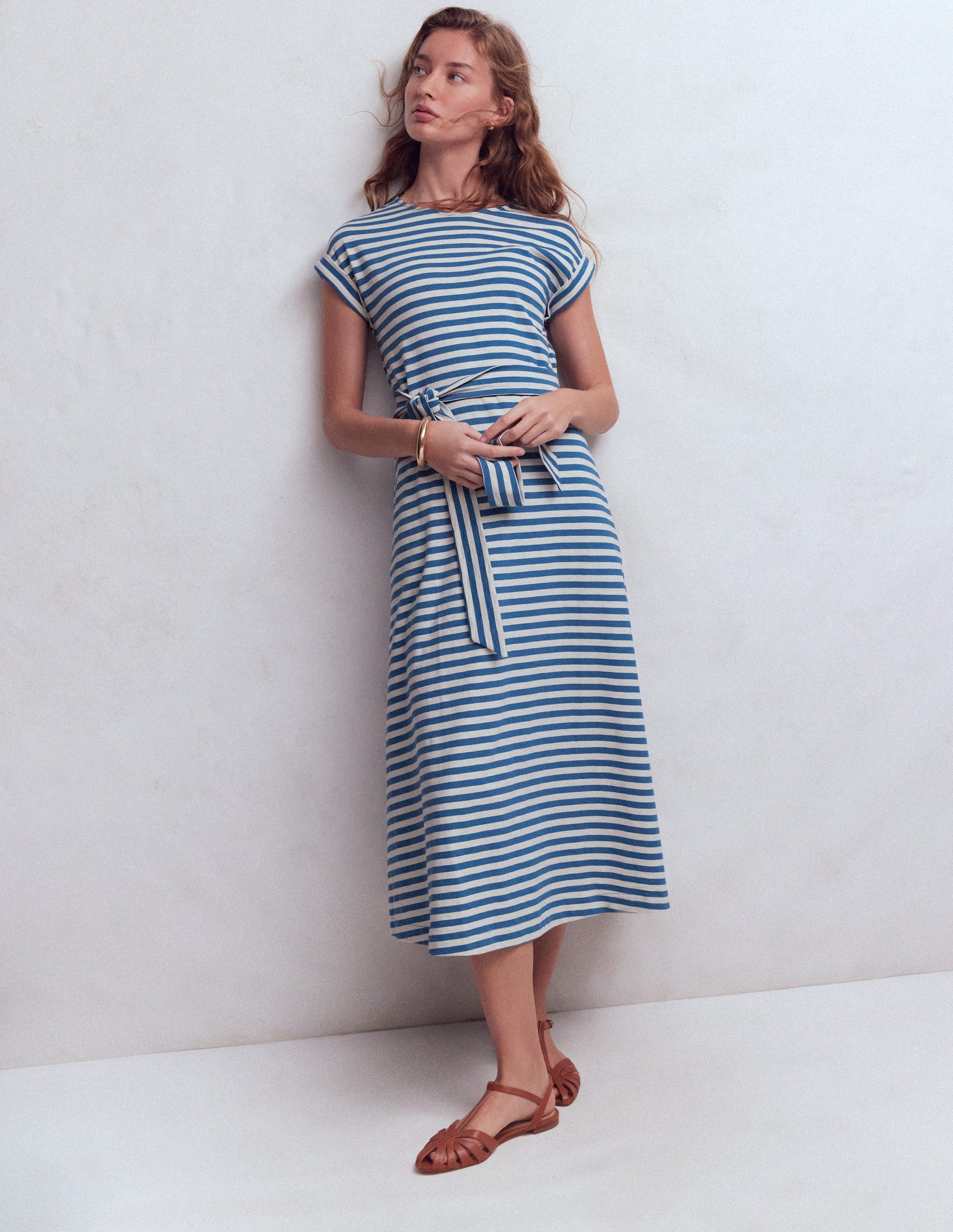 Eve Jersey Midi Dress-Blue and Ivory Stripe | Boden UK Eve Jersey Midi Dress-Blue and Ivory Stripe | Boden UK