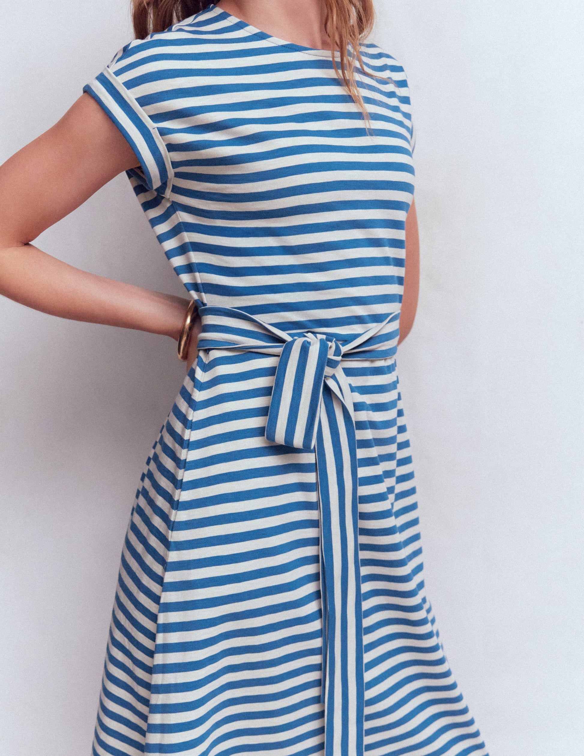 boden blue stripe dress Eve Jersey Midi Dress - Blue and Ivory Stripe