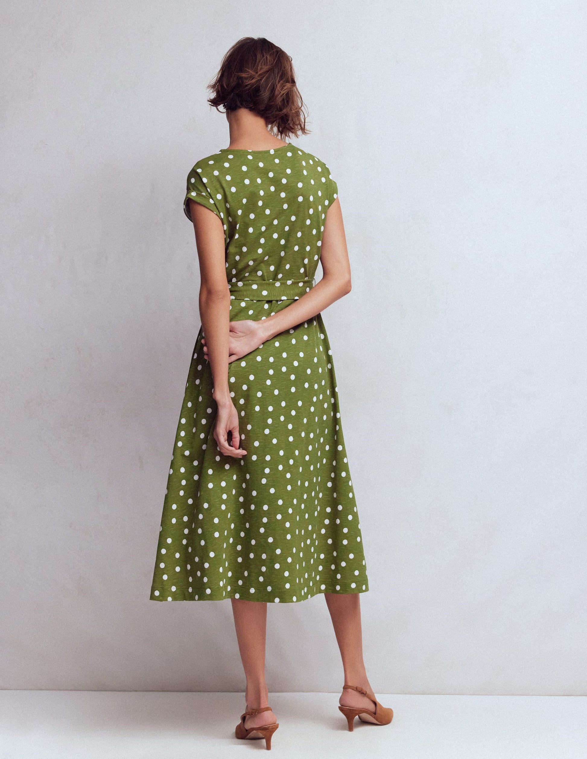Eve Jersey Midi Dress-Olive, Painted Dot Spaced | Boden UK Eve Jersey Midi Dress-Olive, Painted Dot Spaced | Boden UK