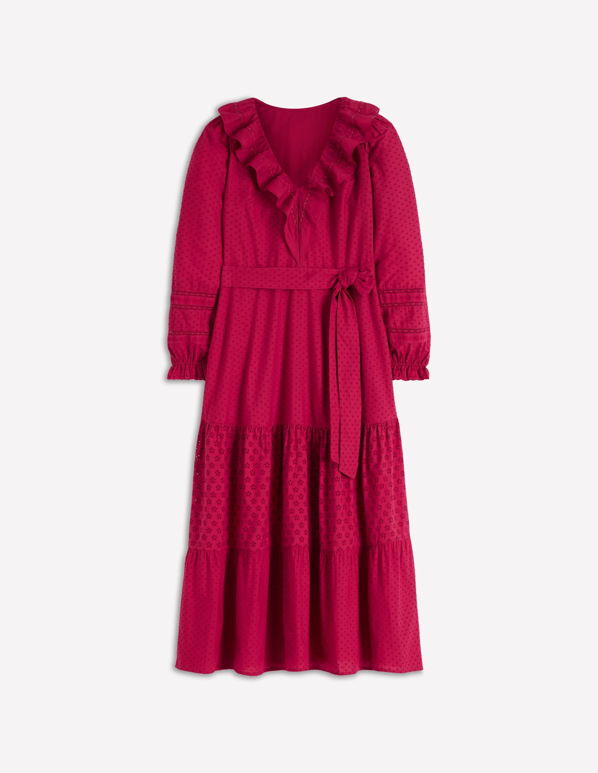 Ruffle Front Cotton Dress-Persian Red - Image 7