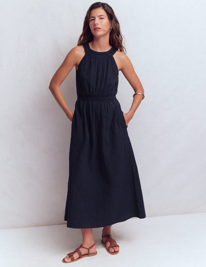 Daphne Double Cloth Dress-NAVY-4