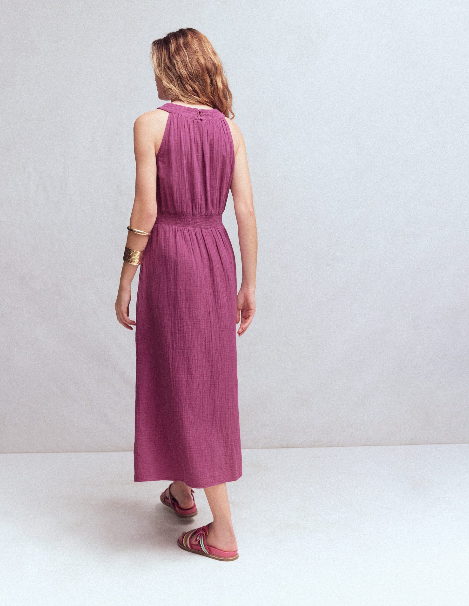 Daphne Double Cloth Dress-Raspberry Coulis-3