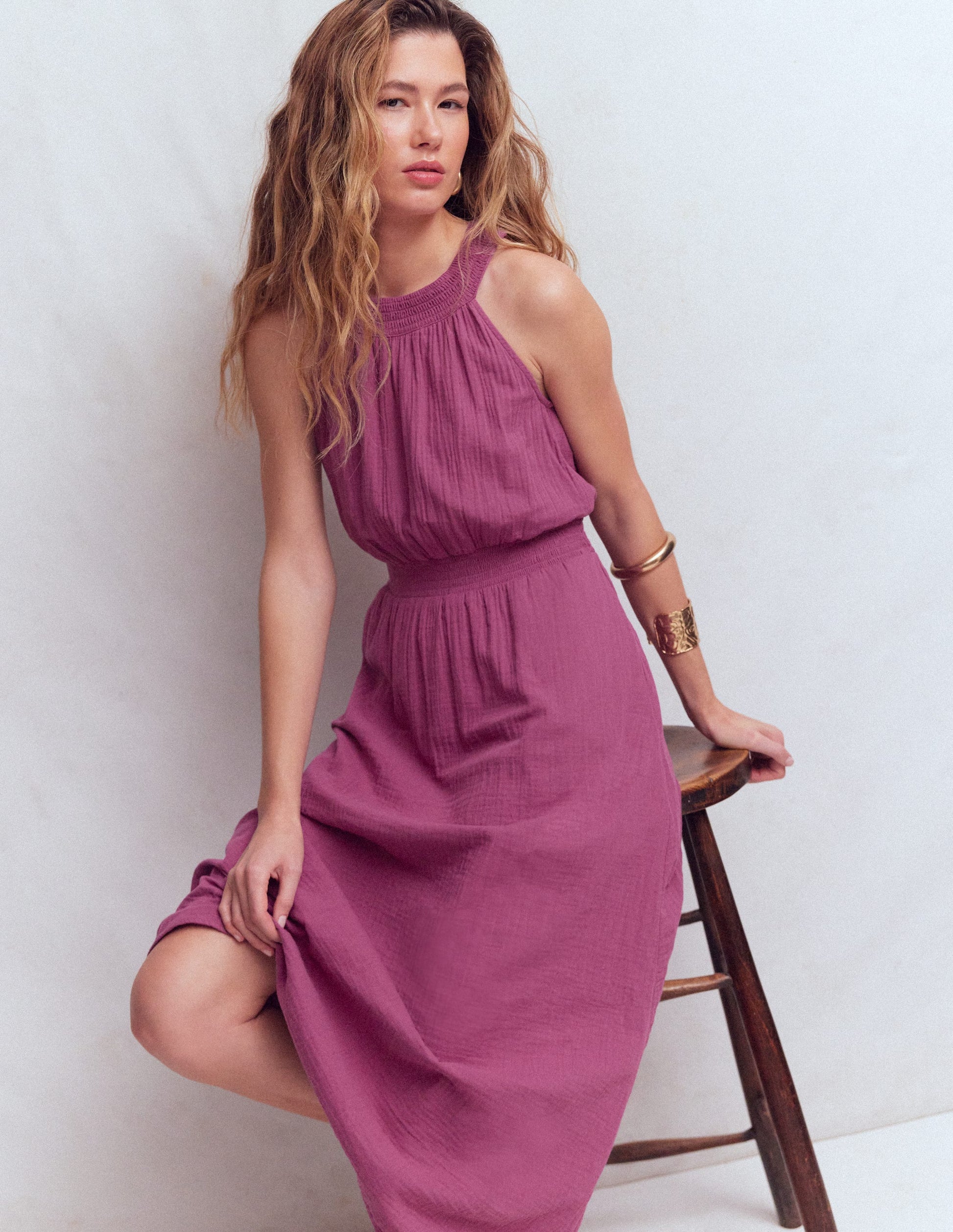Daphne Double Cloth Dress-Raspberry Coulis-4