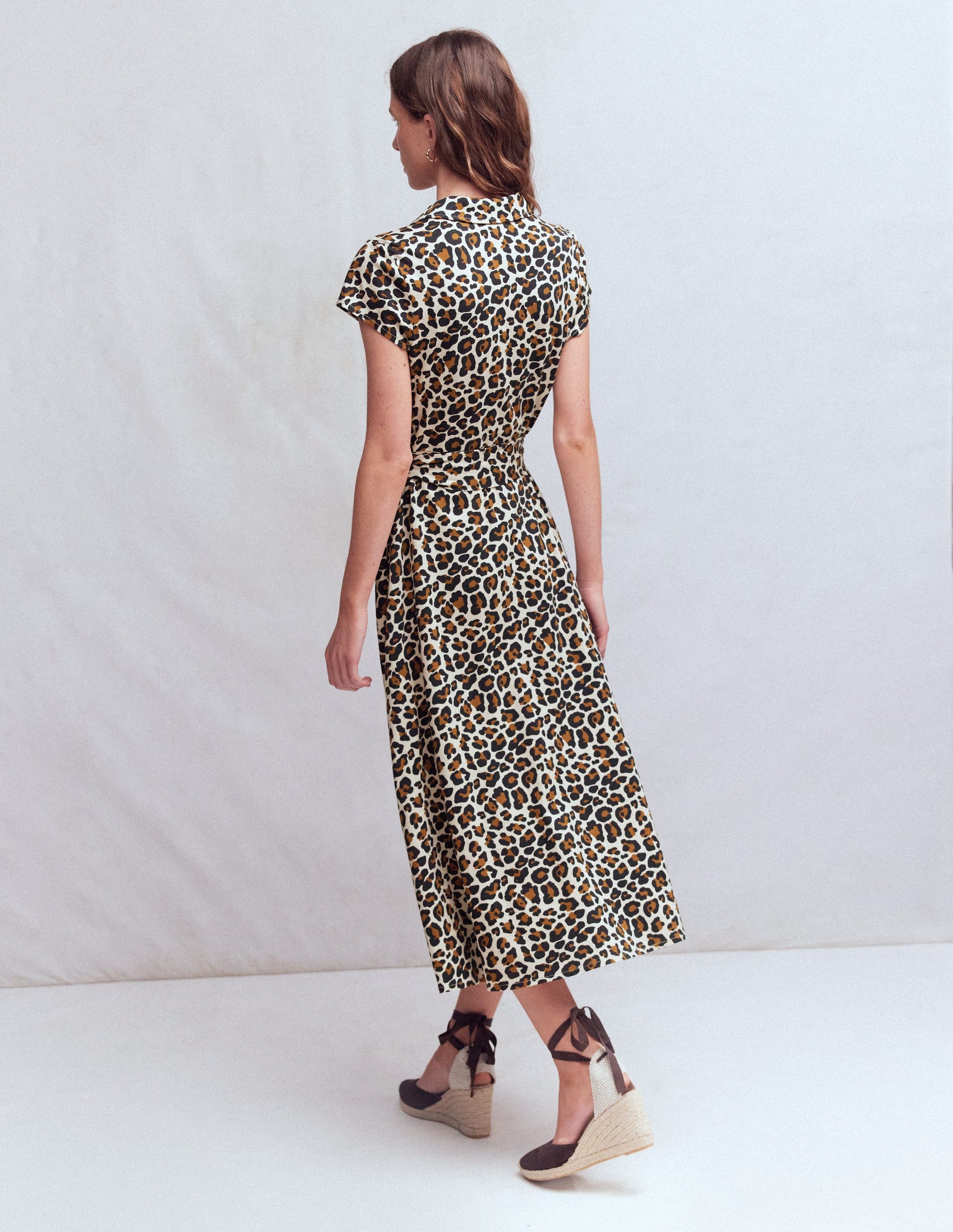 Marcia Jersey Shirt Dress-Almond Milk, Cheetah Pop-3