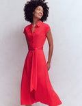 Marcia Jersey Shirt Dress-Poppy Red