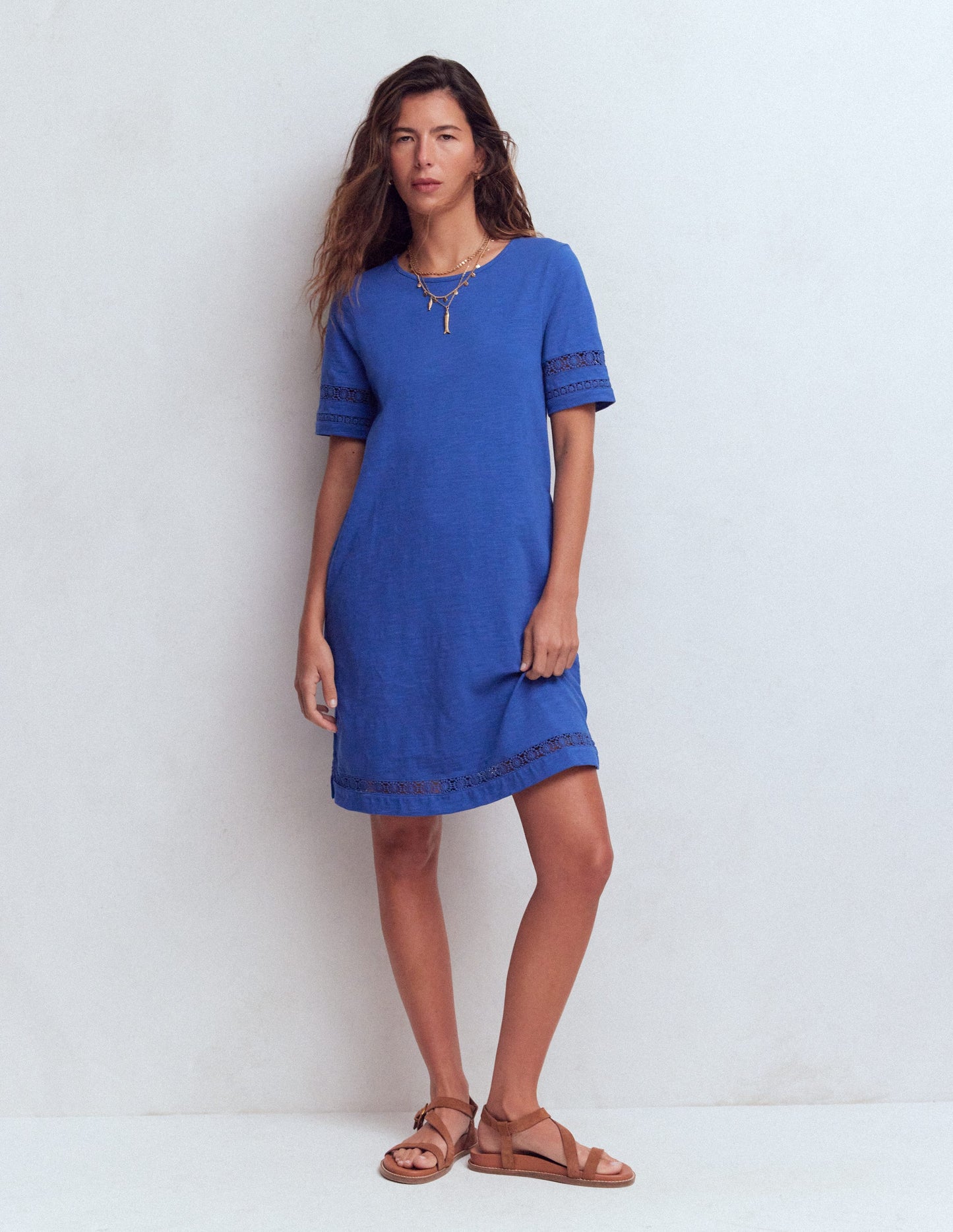 Hattie Jersey T-shirt Dress-Denim Blue