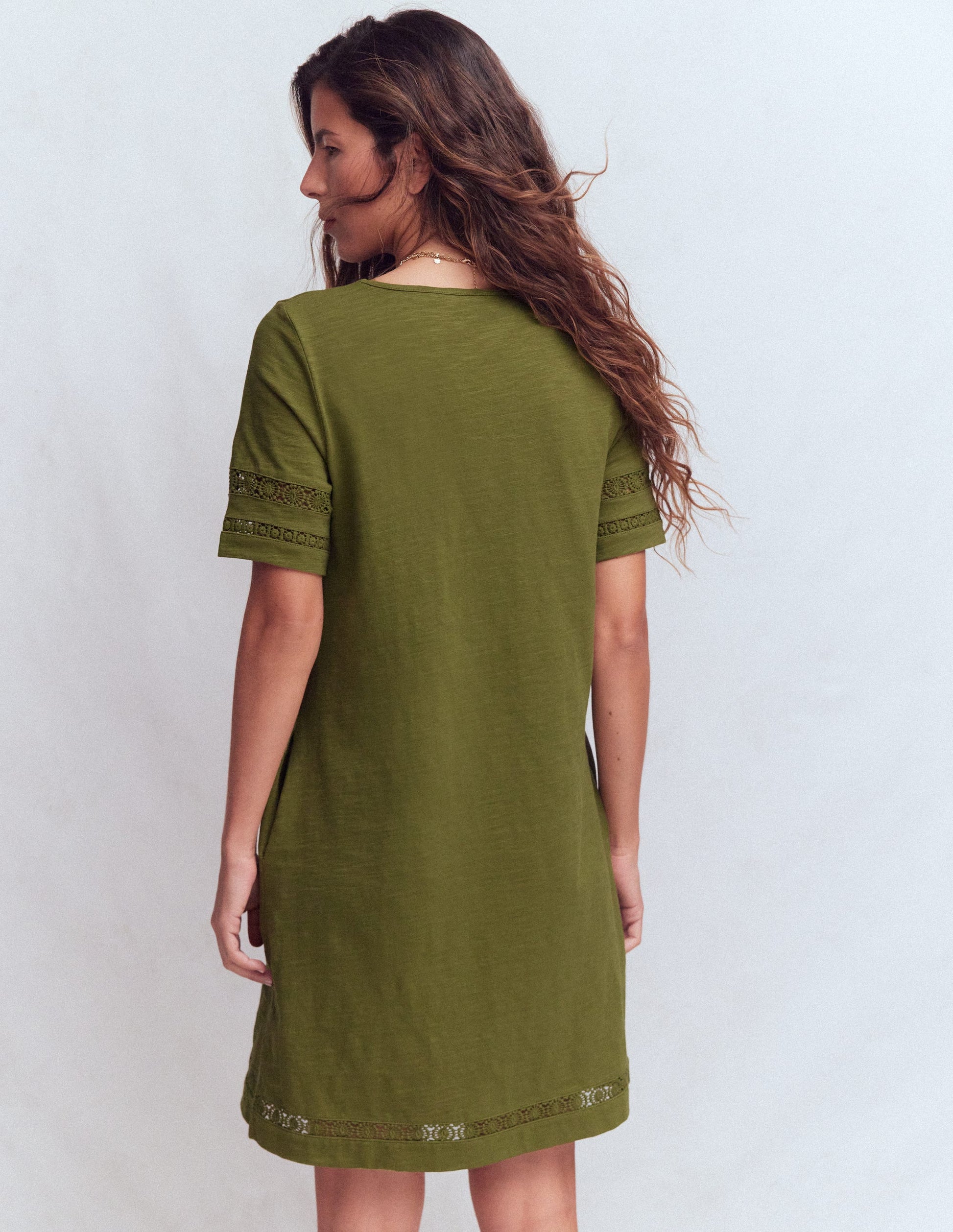 strapless open back dress Hattie Jersey T-shirt Dress-Olive