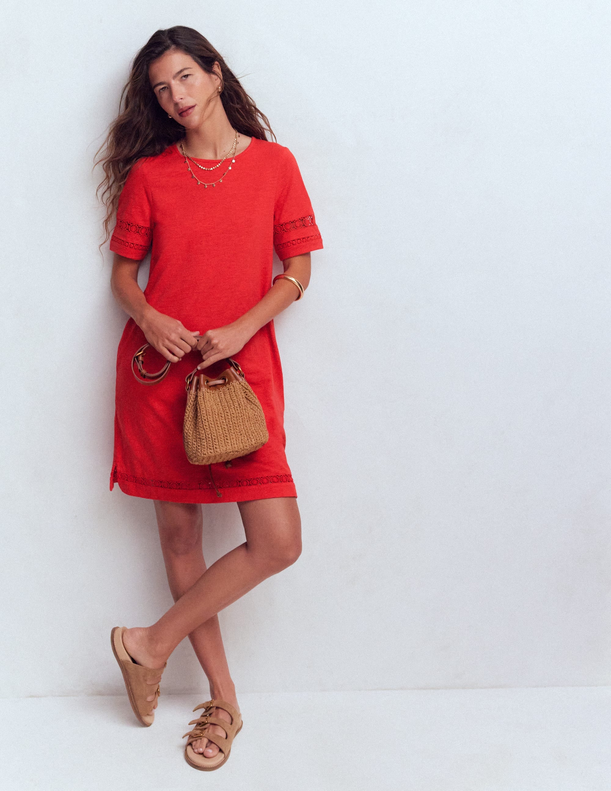 Hattie Jersey T-shirt Dress-Red Coral - Image 1