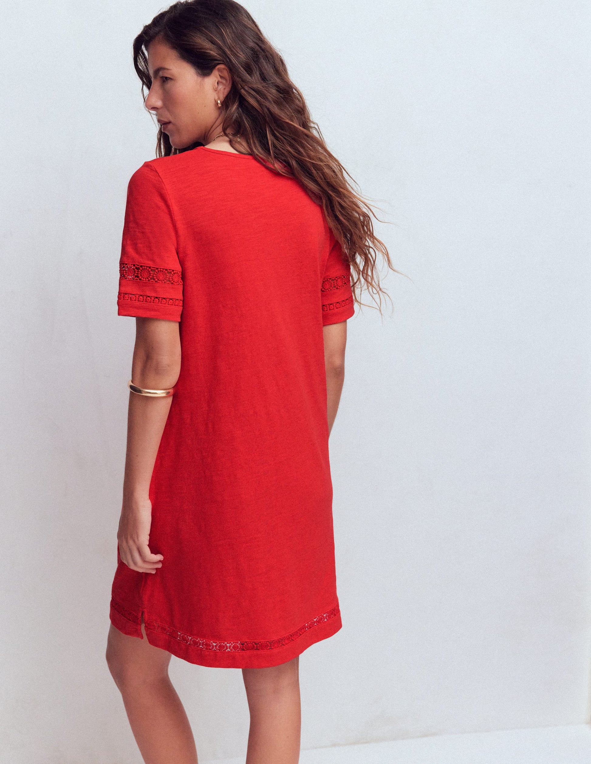 Hattie Jersey T-shirt Dress-Red Coral-3