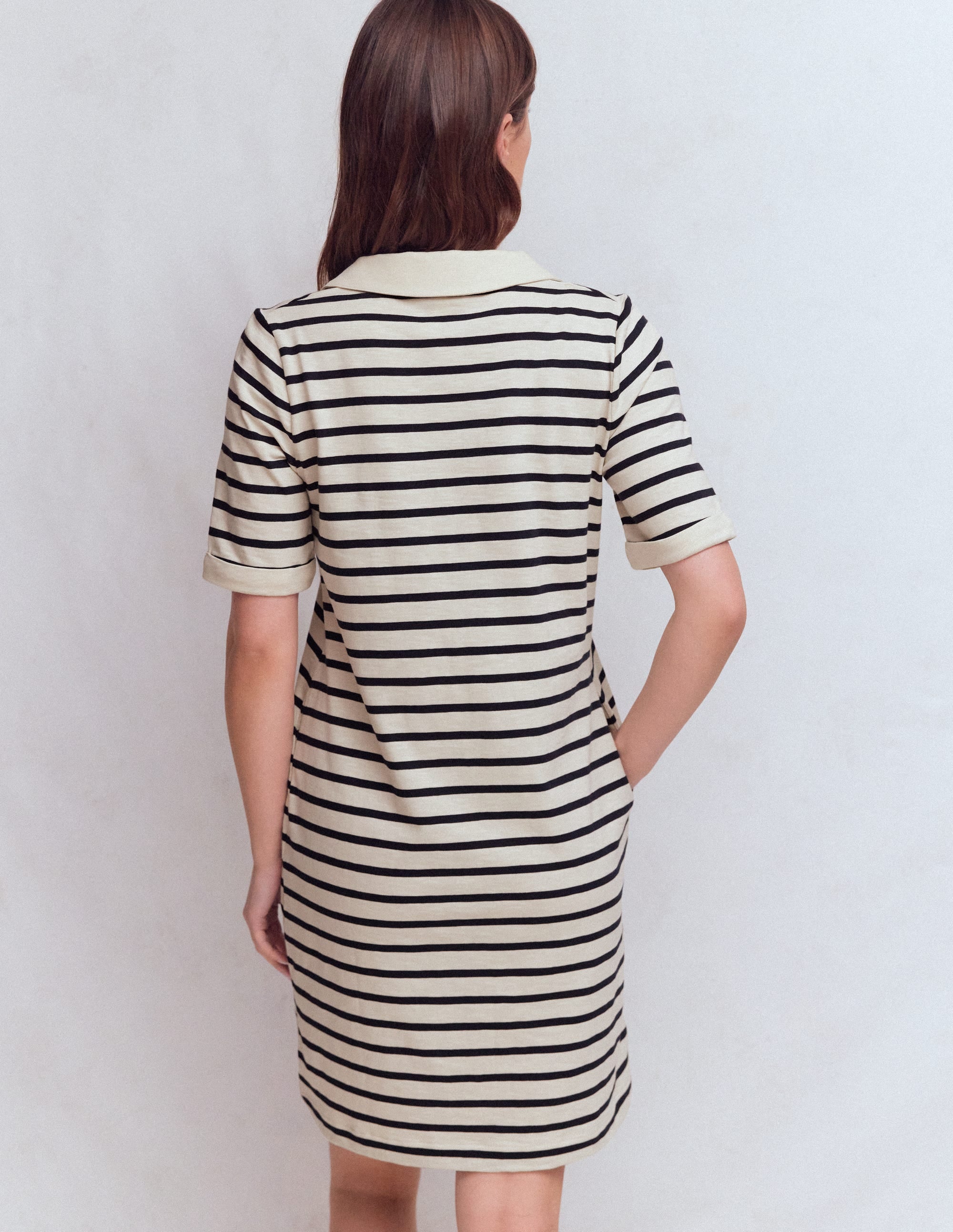 Tilda Jersey T-shirt Dress-Navy and Ivory Stripe - Image 3