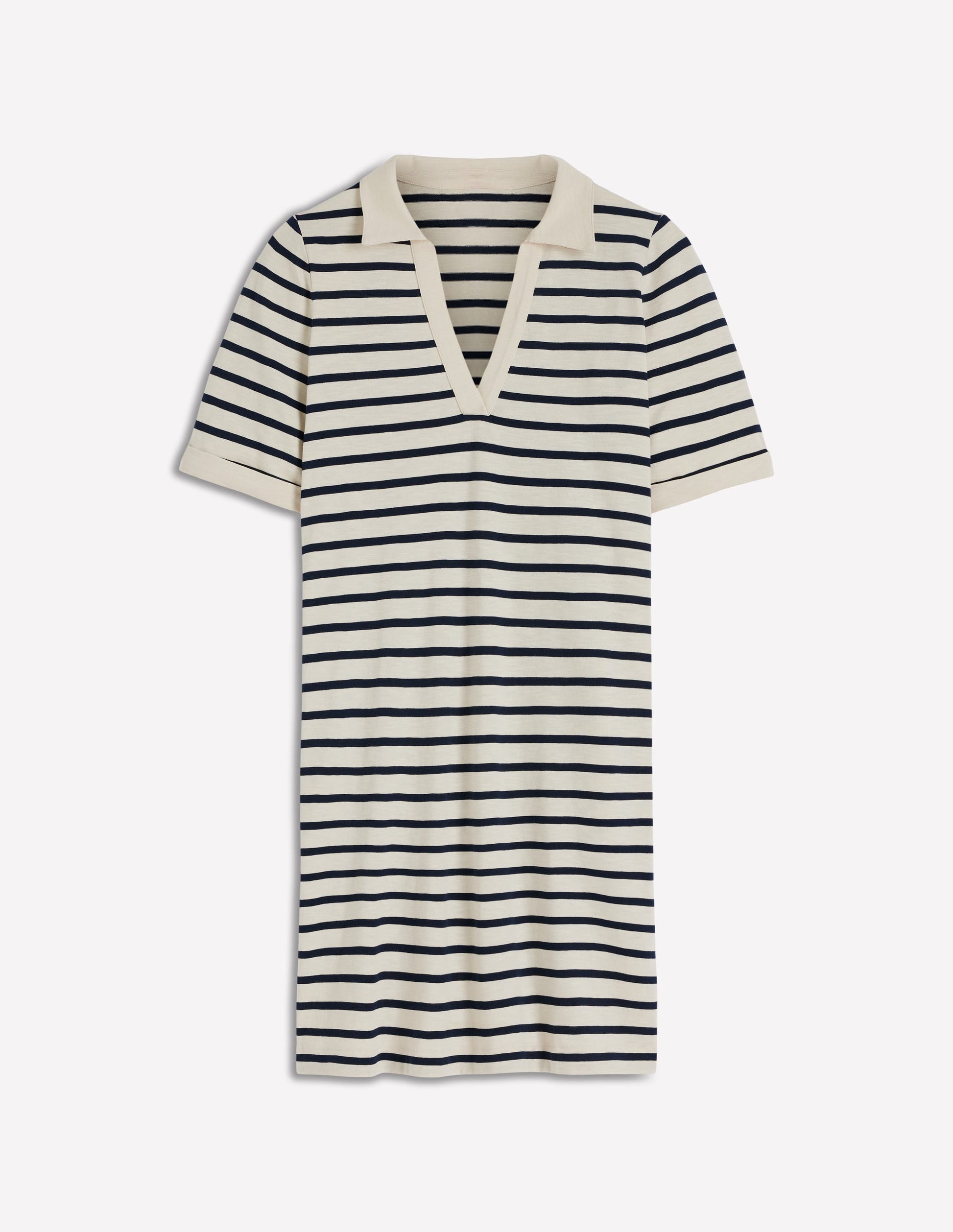 Tilda Jersey T-shirt Dress-Navy and Ivory Stripe-7