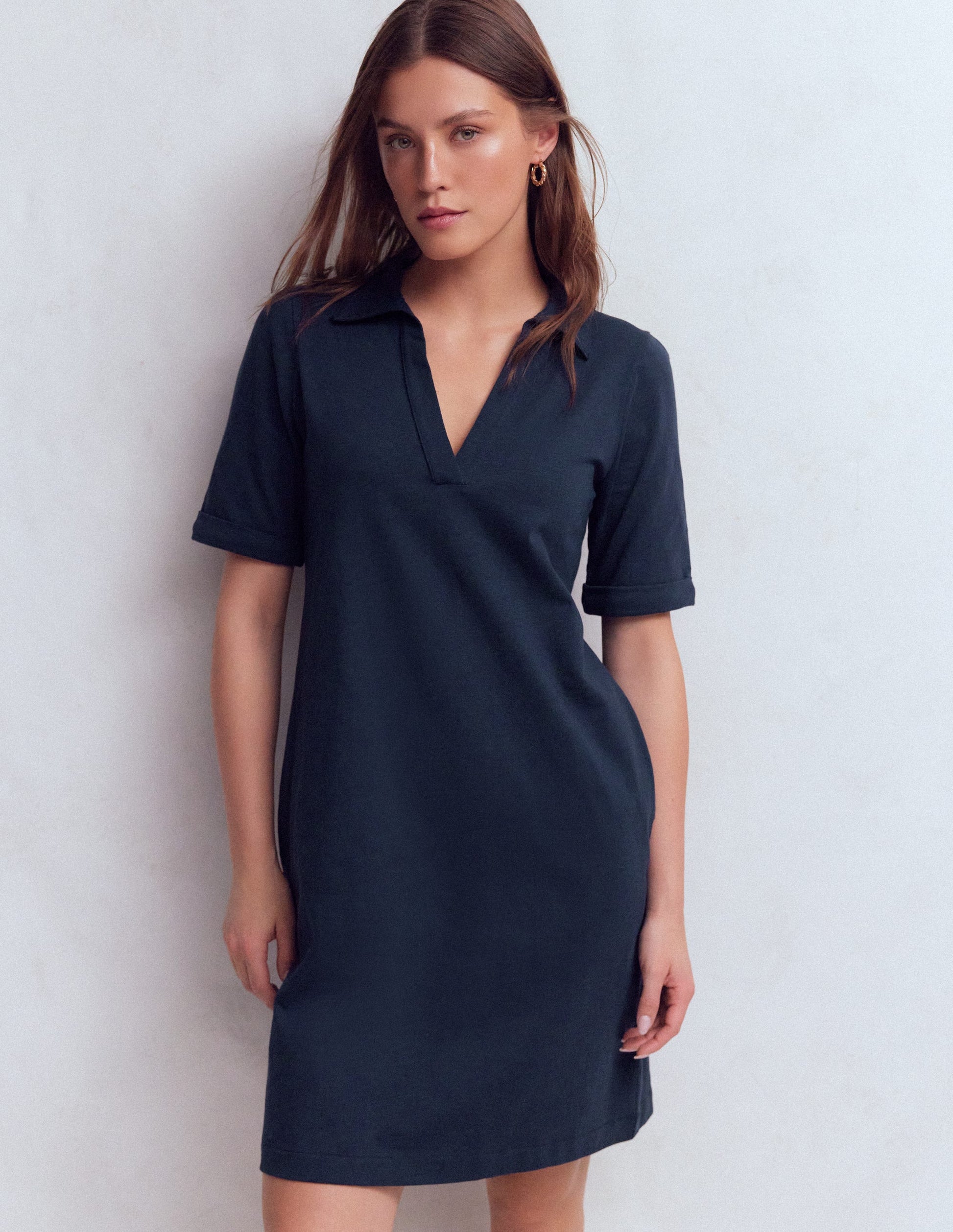 Tilda Jersey T-shirt Dress-Navy-4