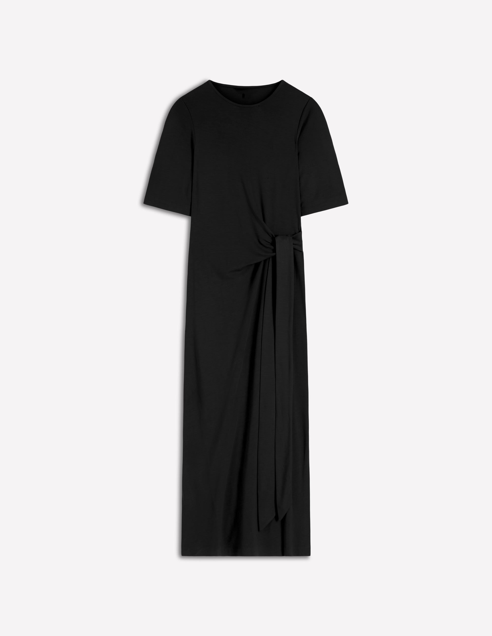 Zinnia Tie Jersey Ponte Dress-Black - Image 5