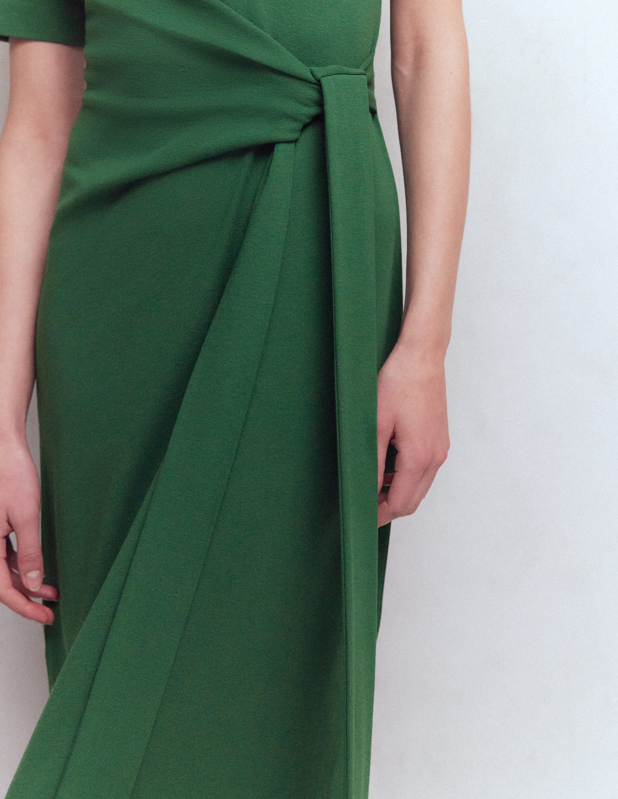 Zinnia Tie Jersey Ponte Dress-Hunter Green - Image 2