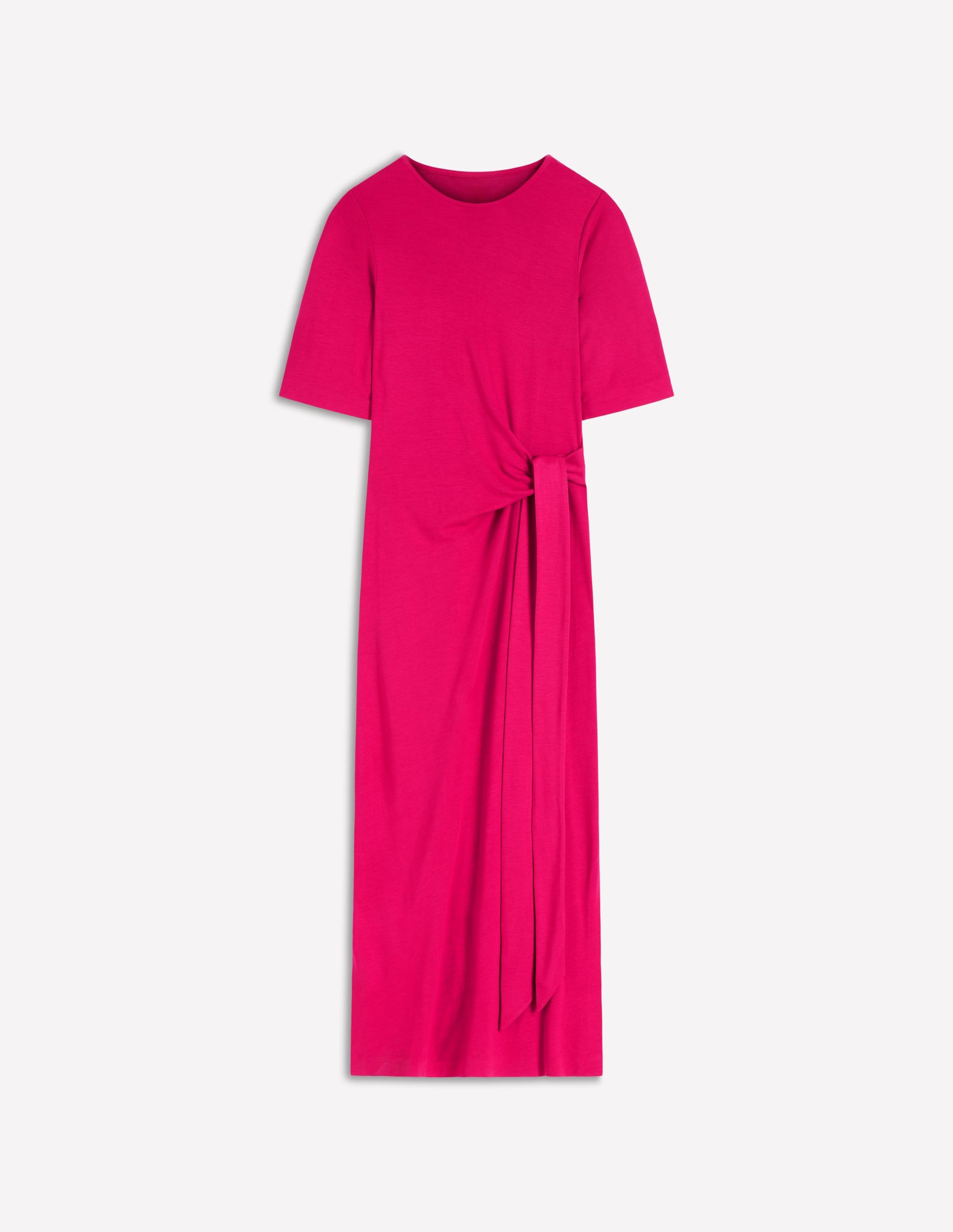 Zinnia Tie Ponte Midi Dress-Vibrant Pink-5