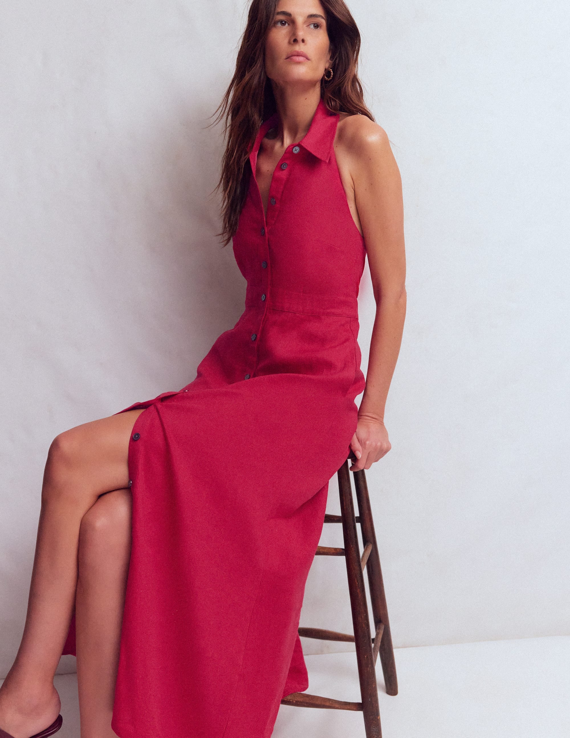 Eva Linen Blend Maxi Dress-Pomegranate - Image 1