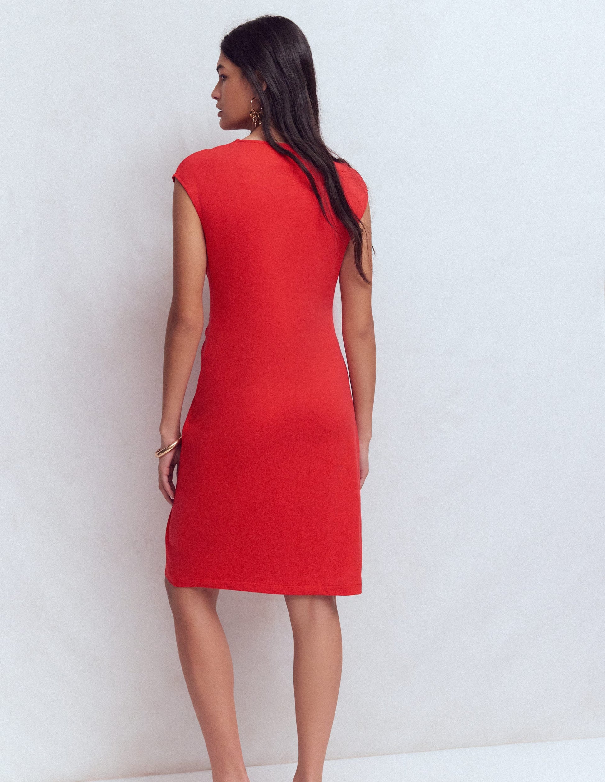Delilah Twist Short Dress-Red Coral-8