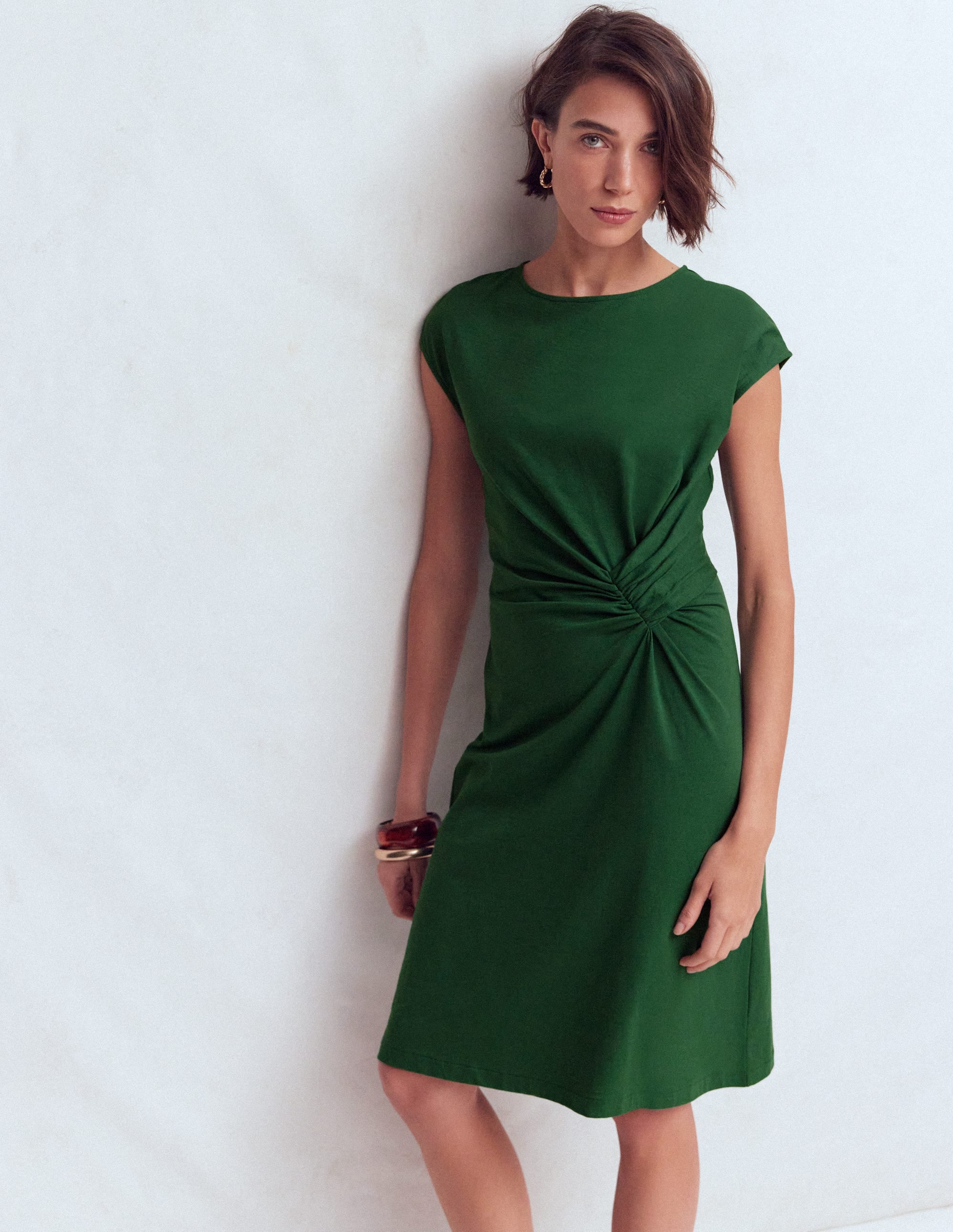 Delilah Twist Short Dress-Hunter Green - Image 1