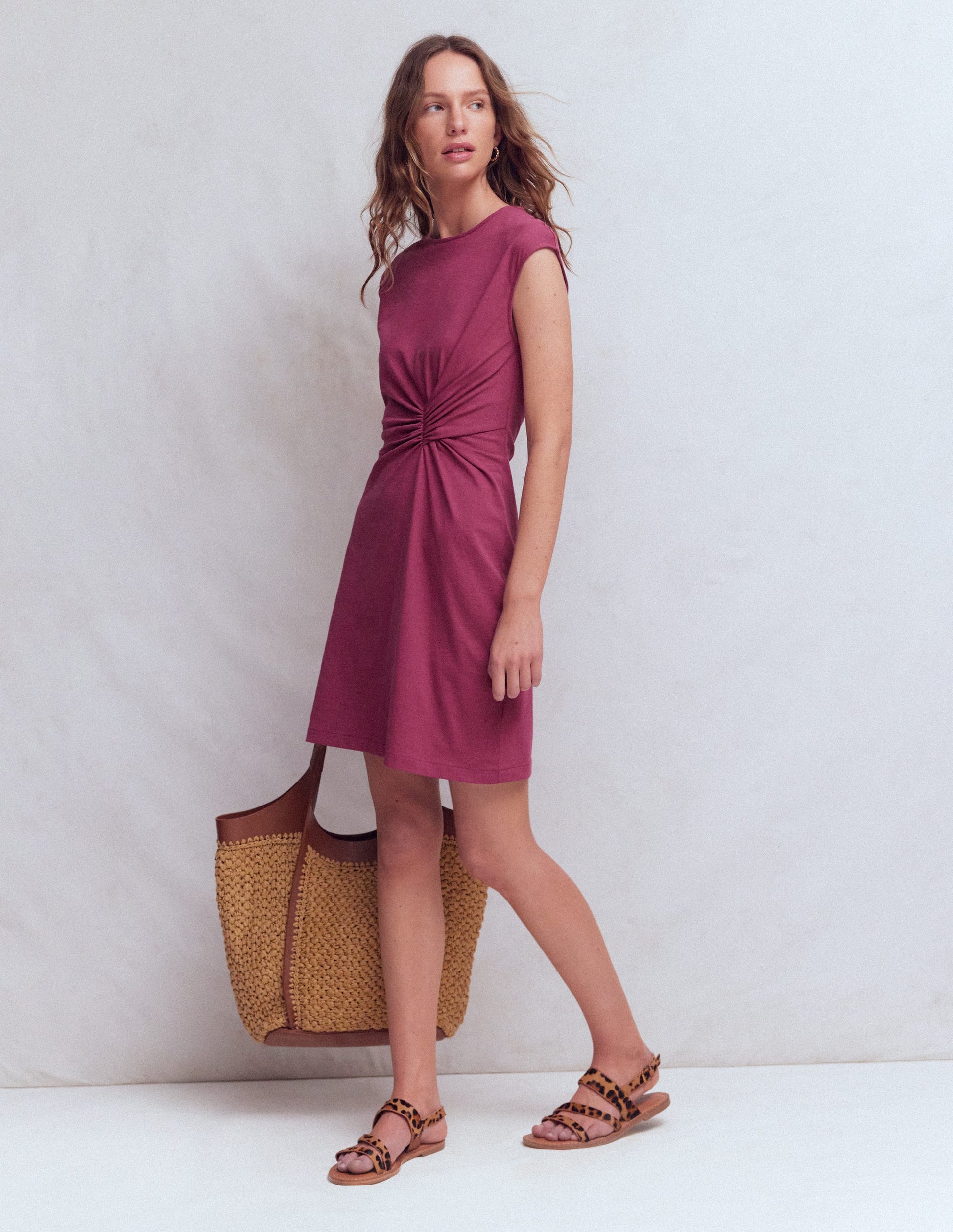 Delilah Twist Short Dress-Raspberry Coulis-4