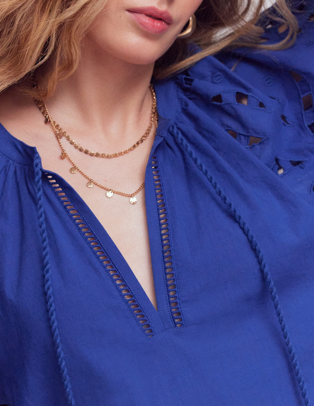 Wsum 1000 Embroidered Sleeve Kaftan - Blue Embroidery | Boden UK