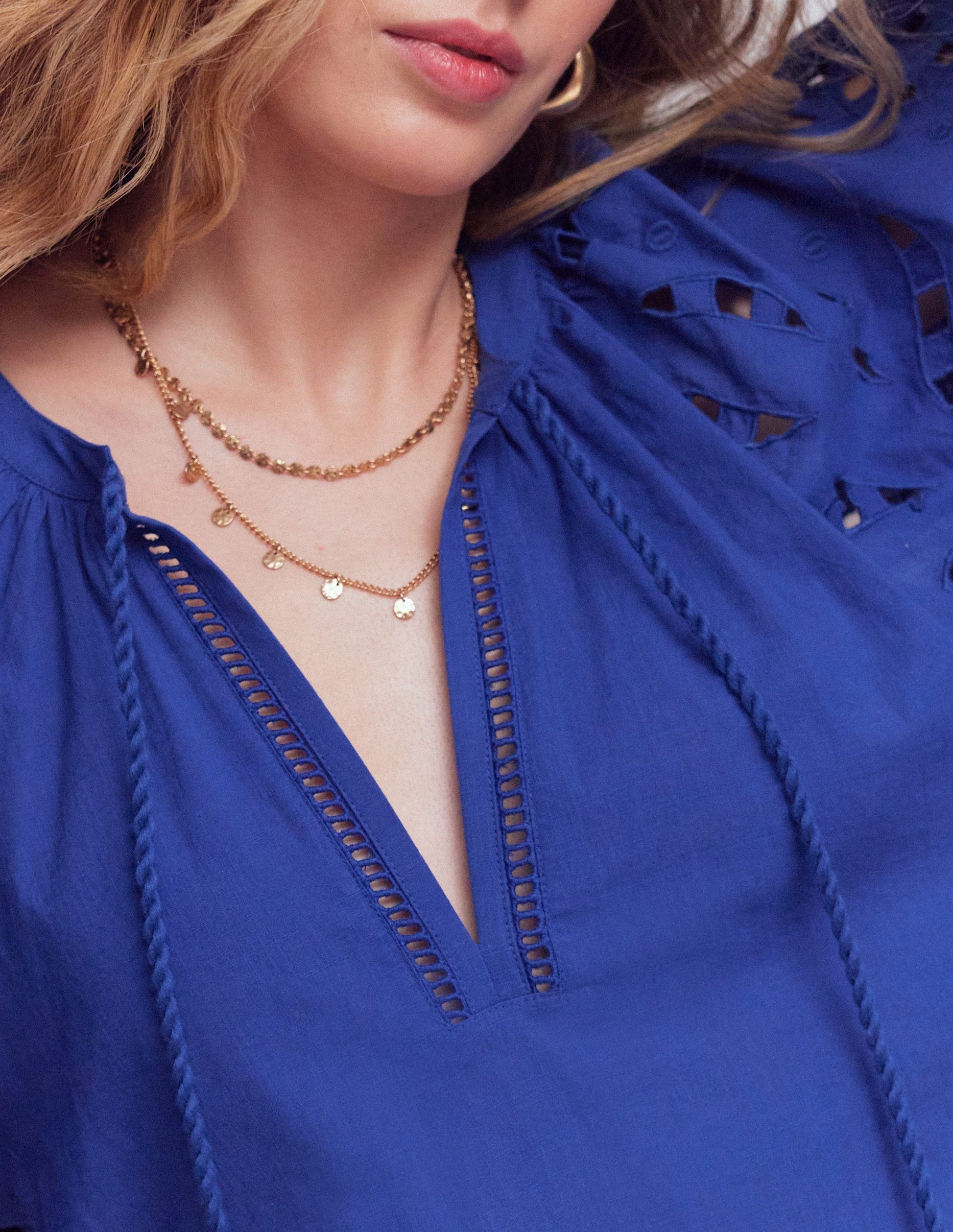 Embroidered Sleeve Kaftan-Blue Embroiderie-2