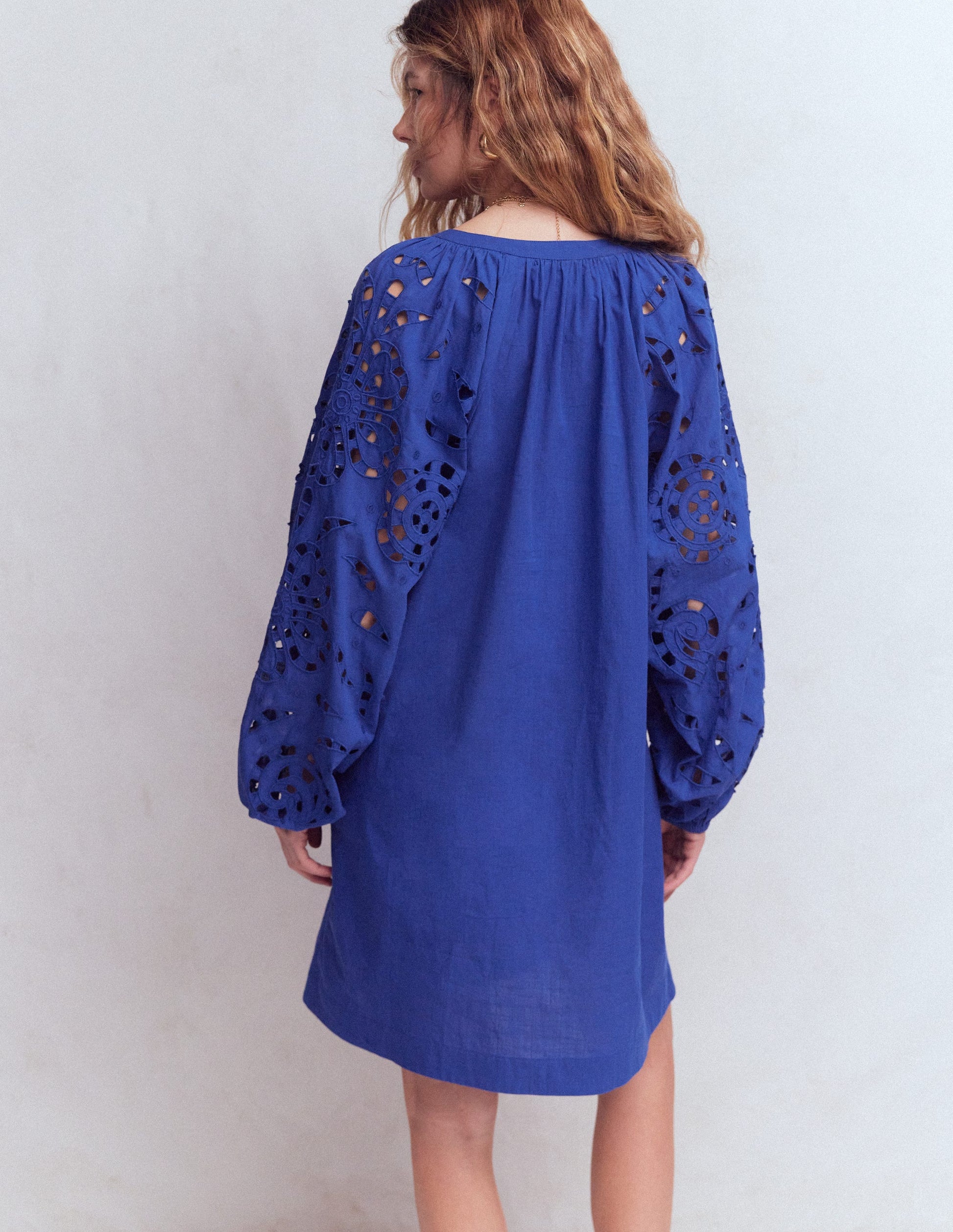 Embroidered Sleeve Kaftan-Blue Embroiderie-3